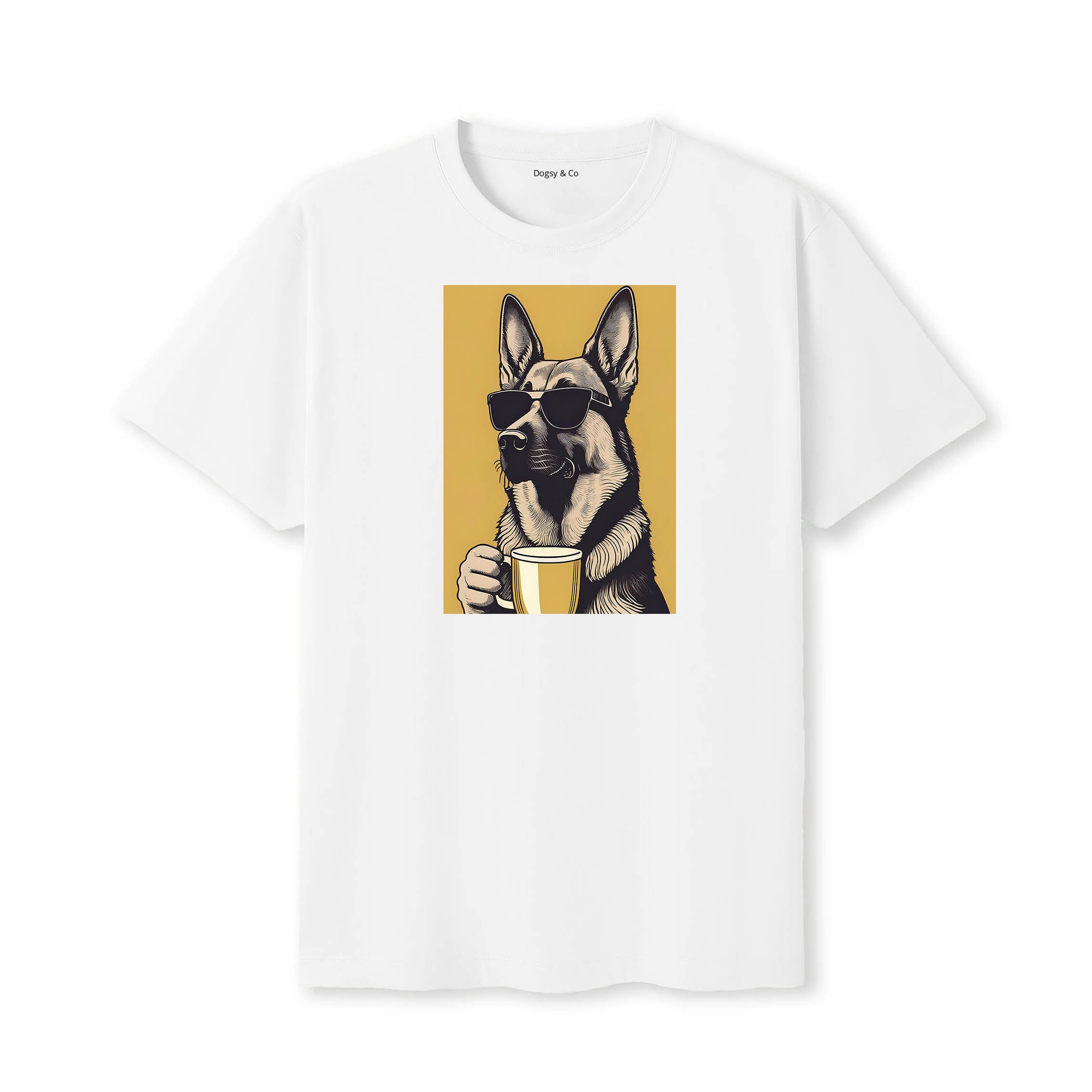 German Shepherd Coffee Dog T-Shirt White