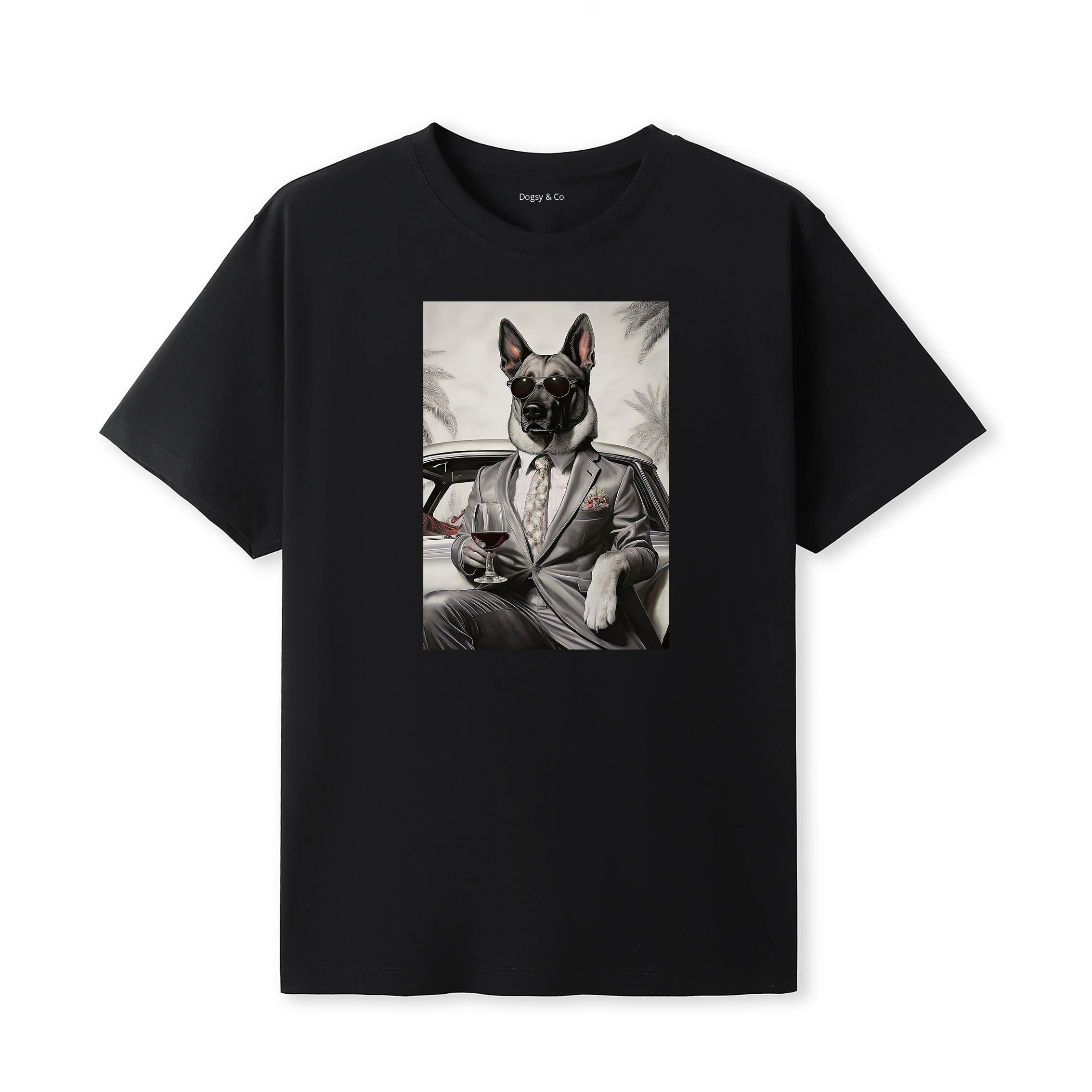 German Shepherd distinguished gentleman dog t-shirt - black