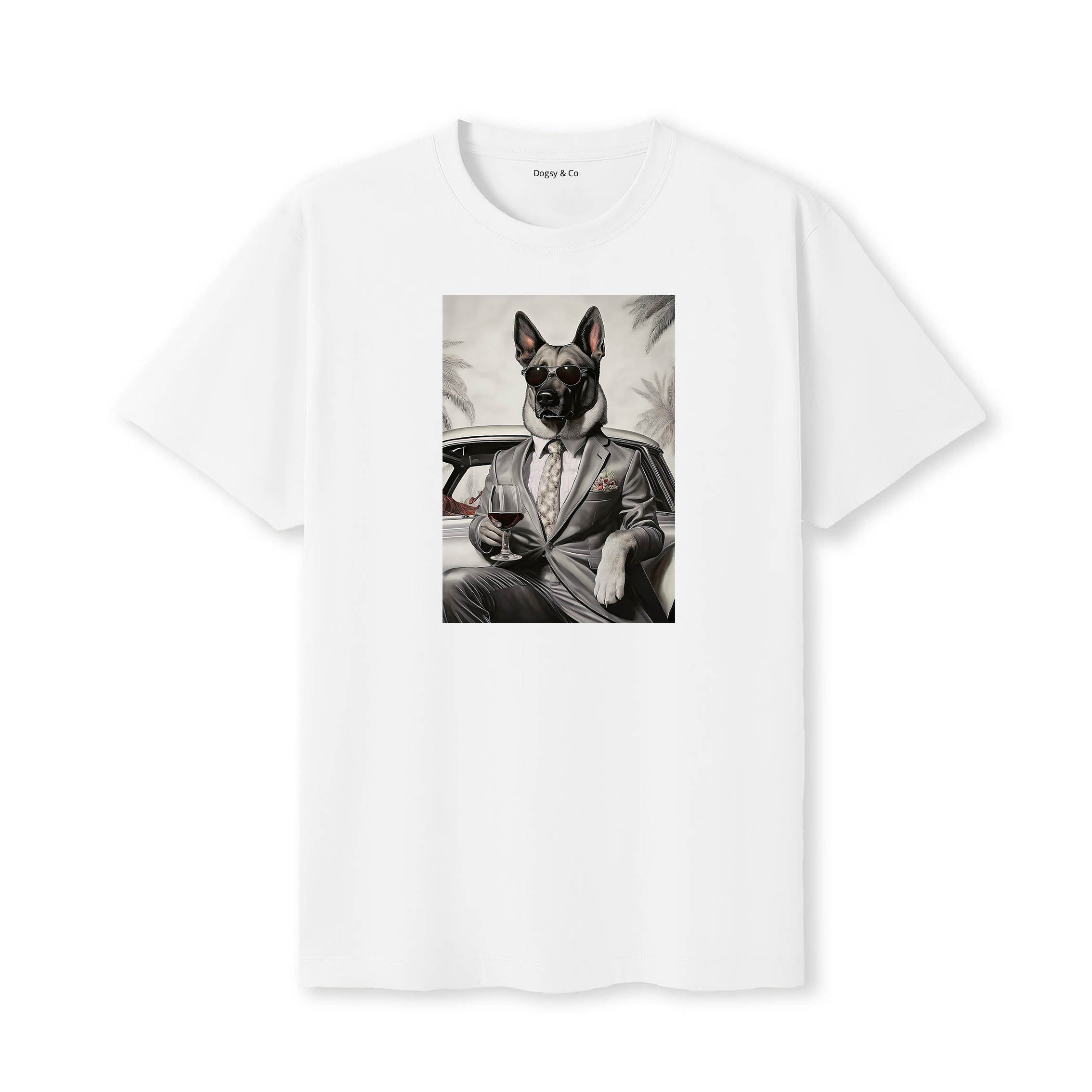 German Shepherd distinguished gentleman dog t-shirt - white
