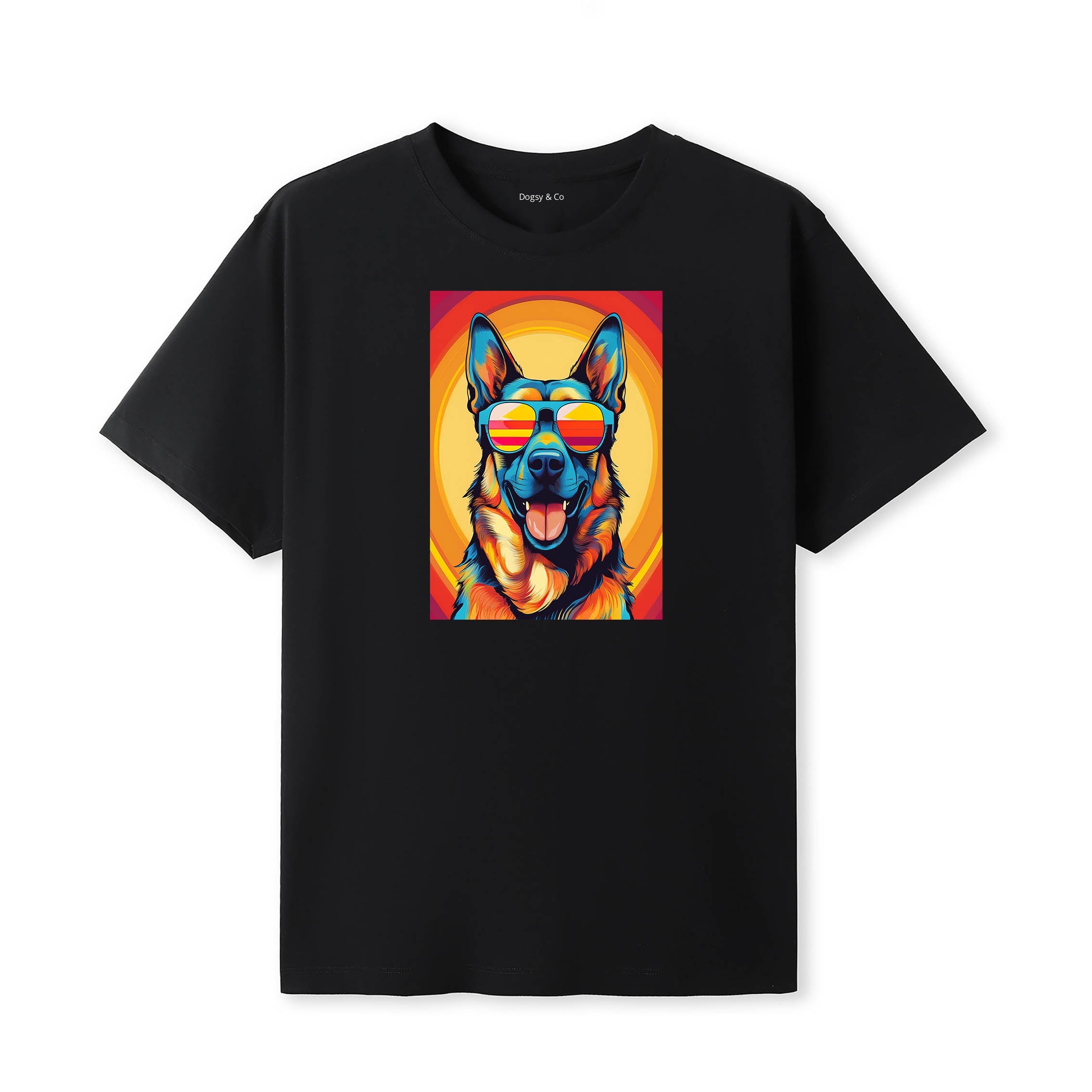 German Shepherd Sunnies Dog T-Shirt Black