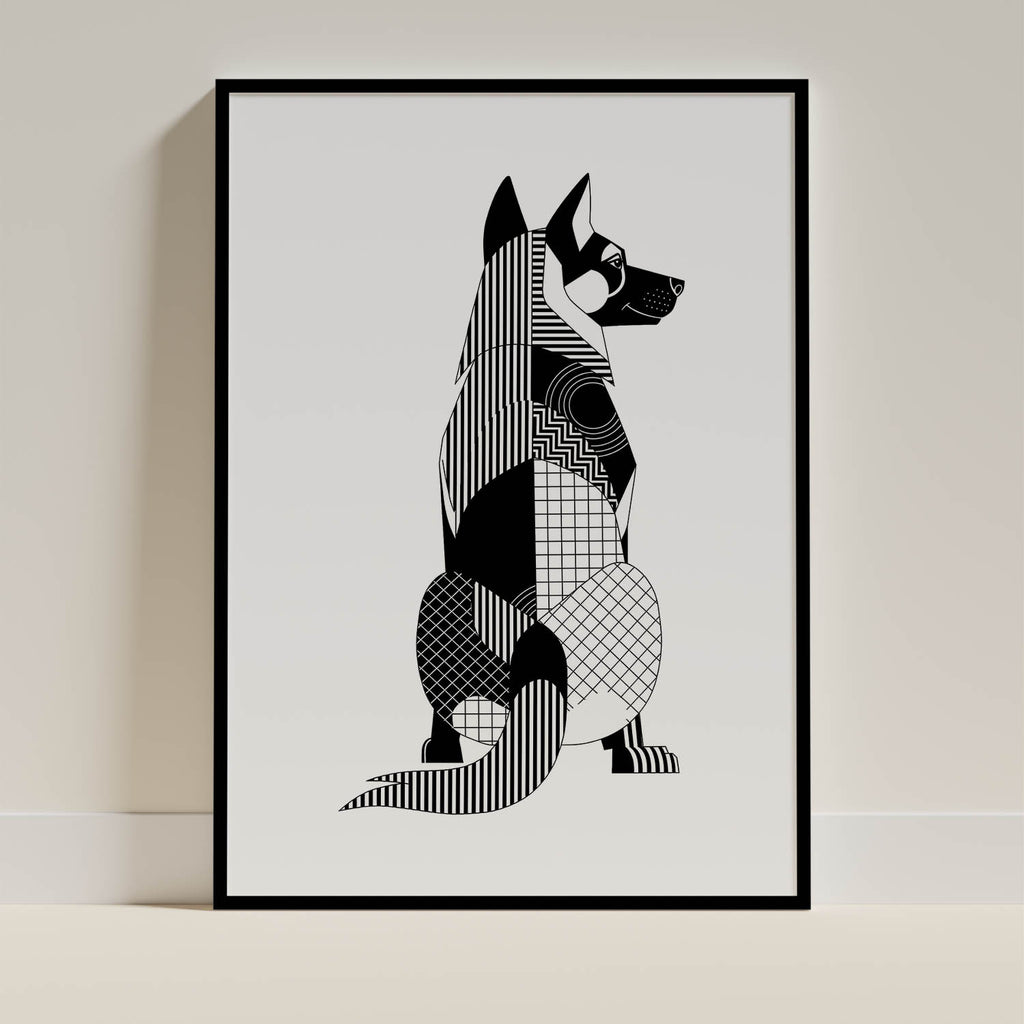 German Shepherd Geometric Line Art mockup