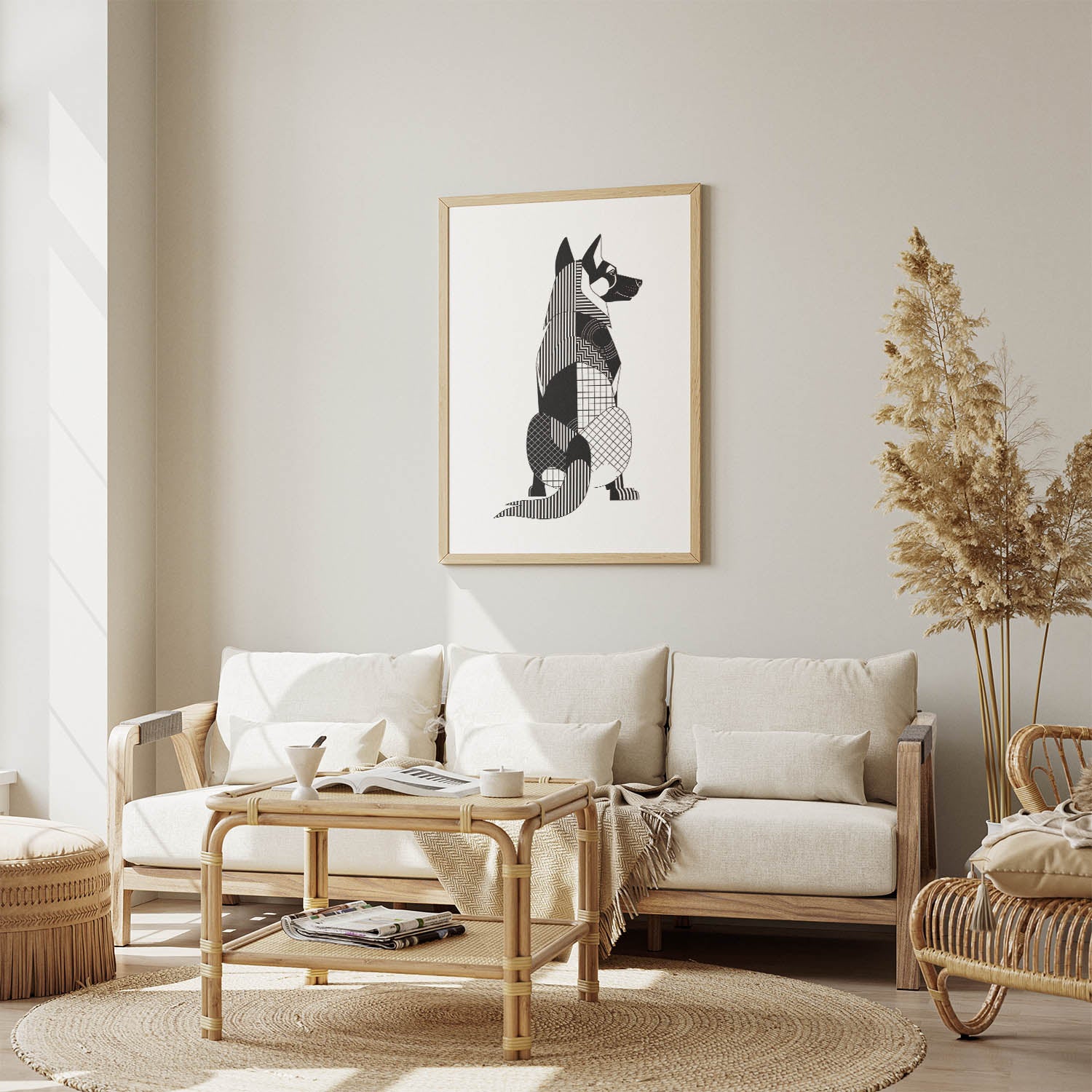 German Shepherd Geometric Line Art mockup