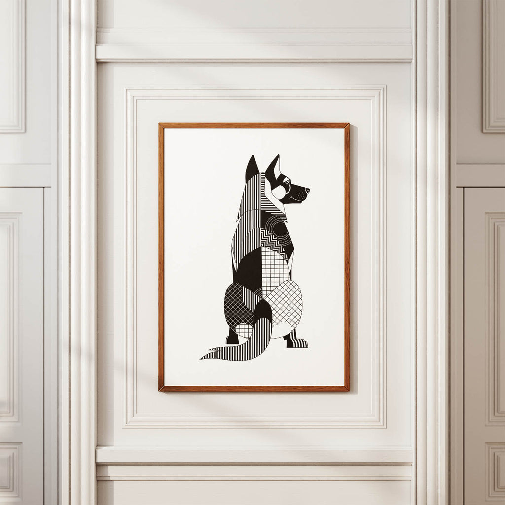 German Shepherd Geometric Line Art mockup