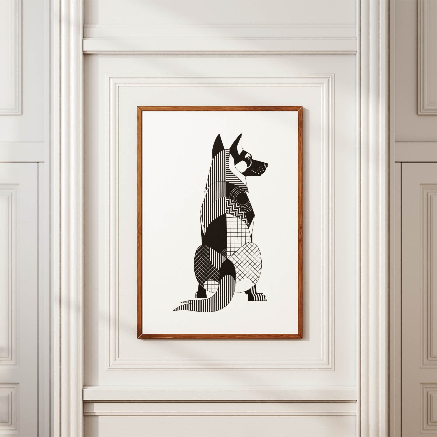 German Shepherd Geometric Line Art mockup