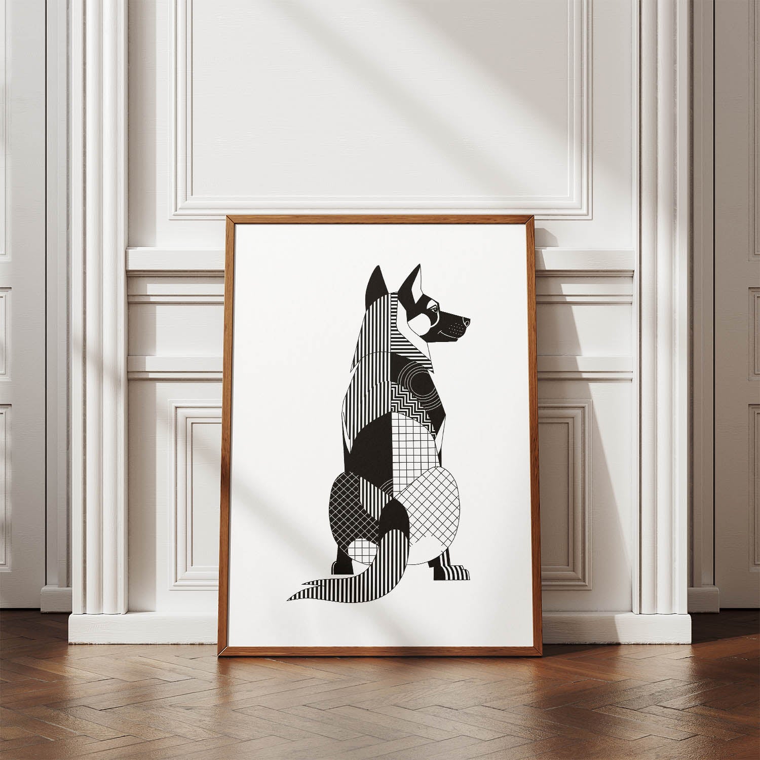 German Shepherd Geometric Line Art mockup