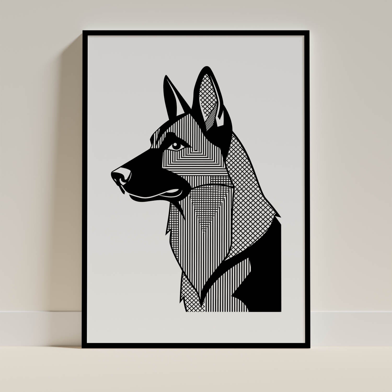 German Shepherd Geometric Line Art mockup