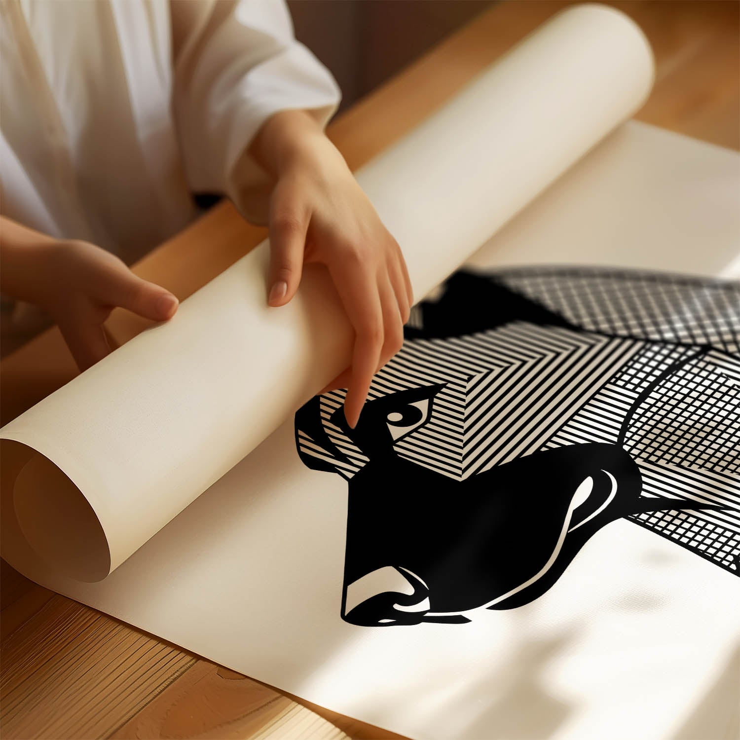 German Shepherd Geometric Line Art mockup