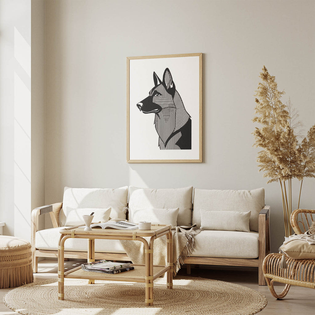 German Shepherd Geometric Line Art mockup