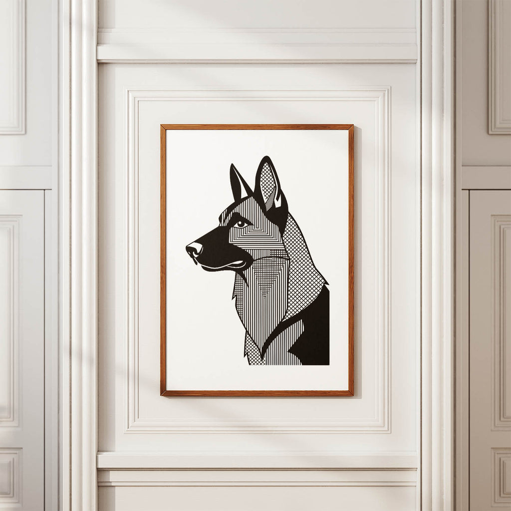 German Shepherd Geometric Line Art mockup