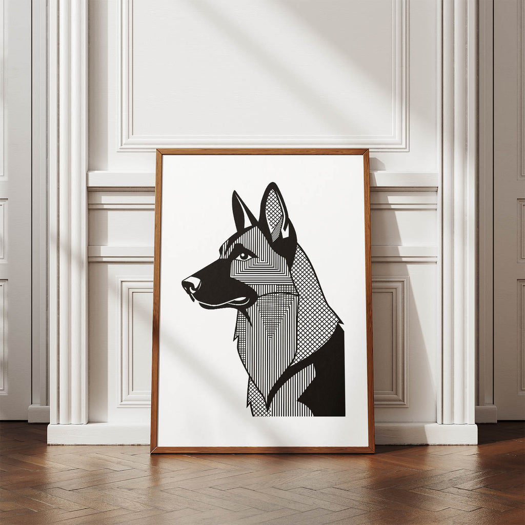 German Shepherd Geometric Line Art mockup