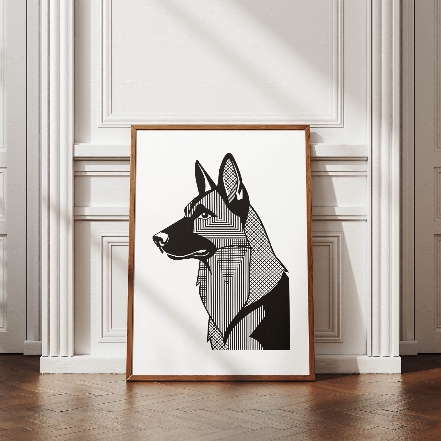 German Shepherd Geometric Line Art mockup