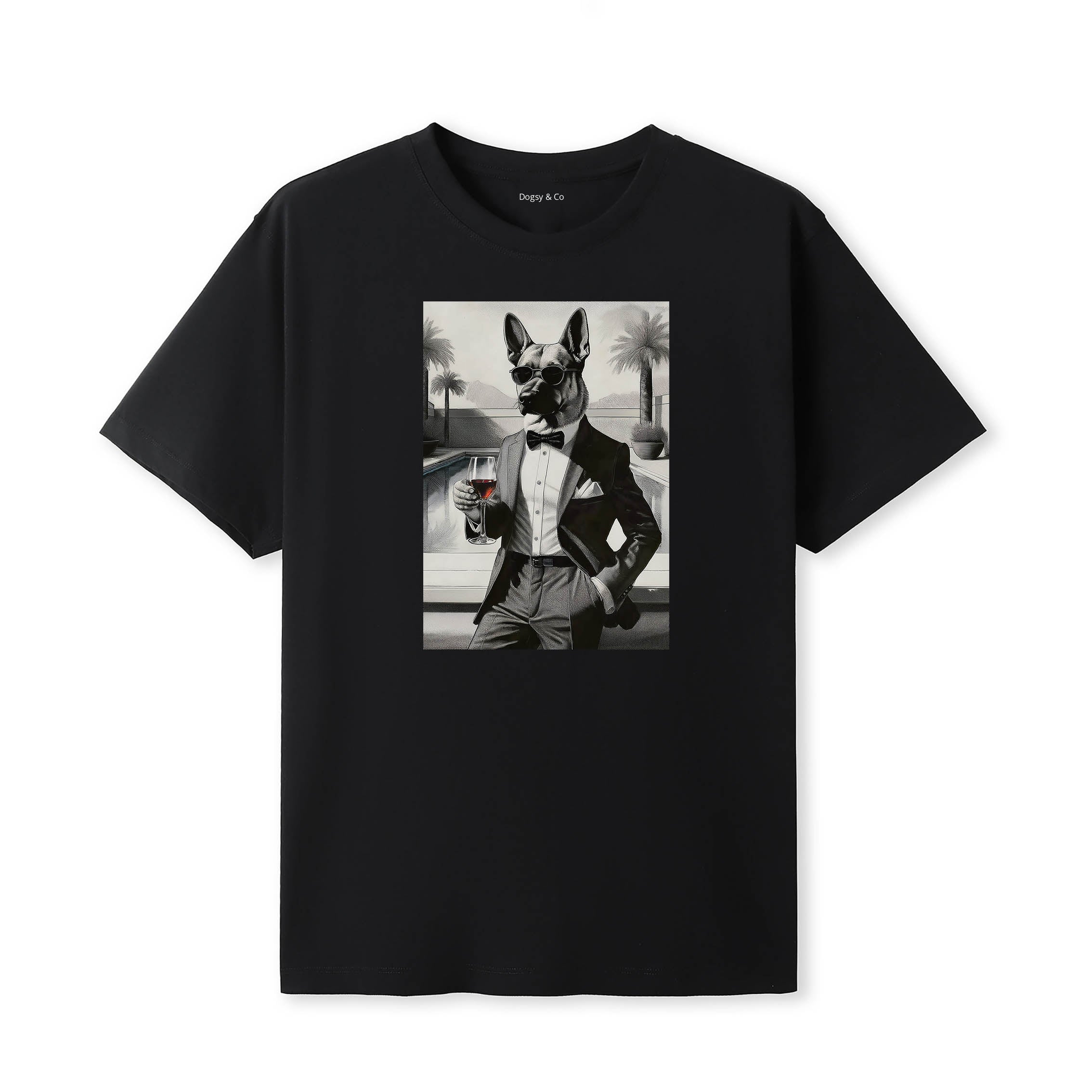 German Shepherd distinguished gentleman dog t-shirt - black