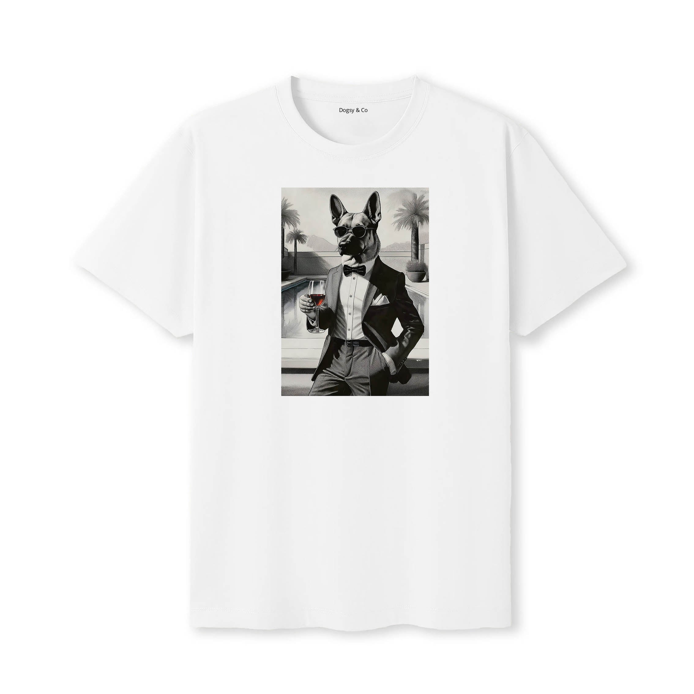 German Shepherd distinguished gentleman dog t-shirt - white