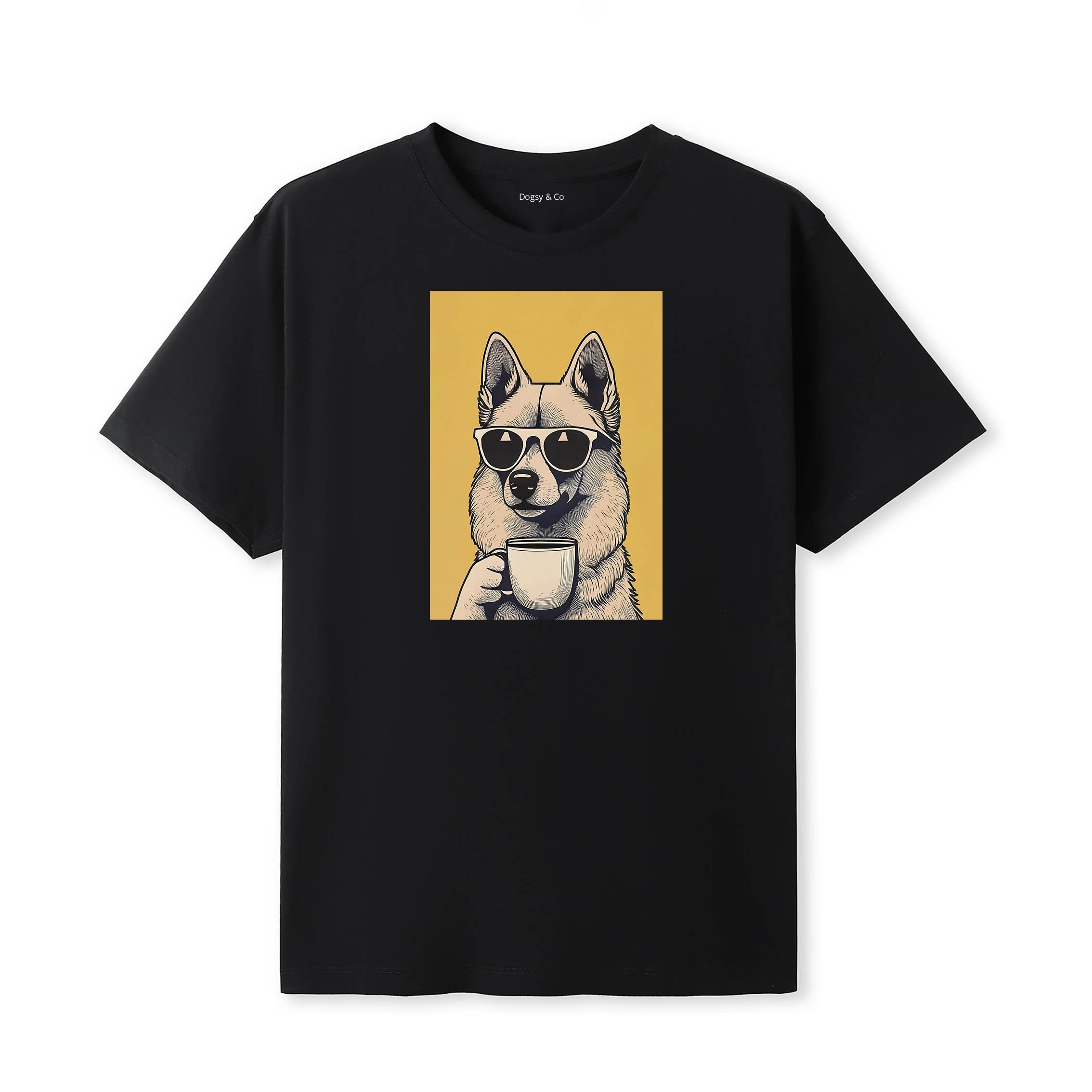 German Spitz Coffee Dog T-Shirt Black