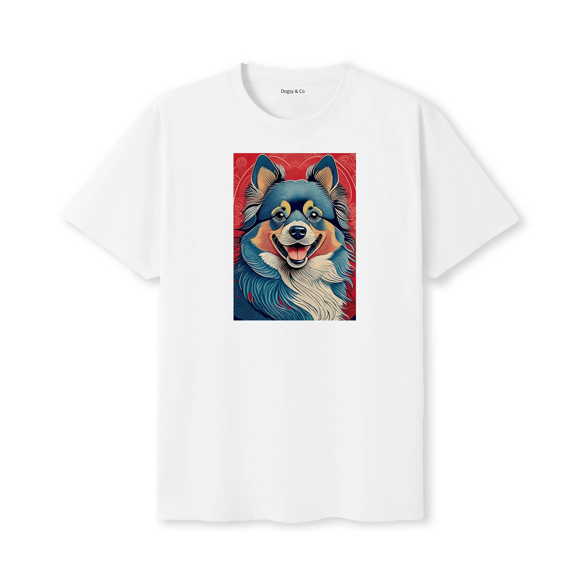German Spitz Hokusai Dog Portrait T-Shirt White