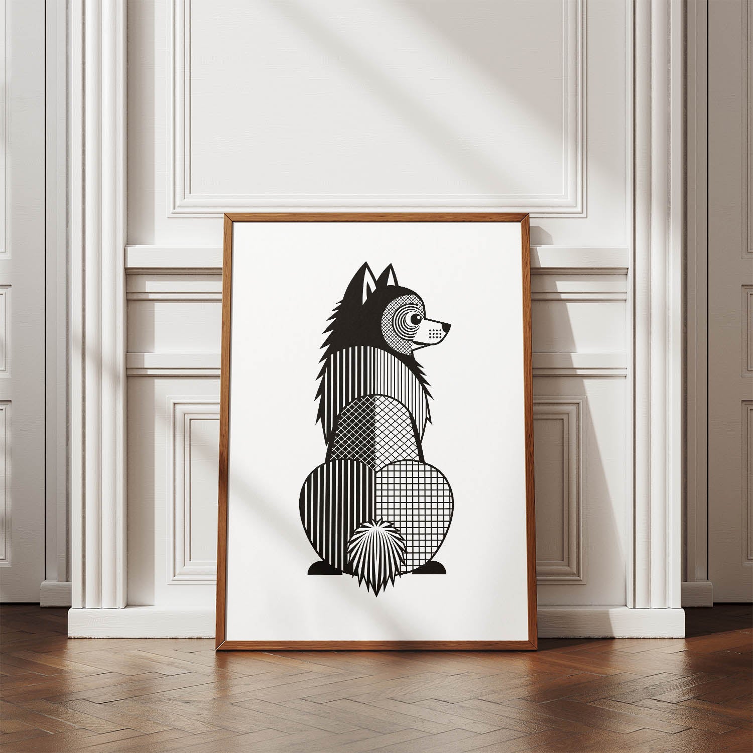 German Spitz Geometric Line Art mockup