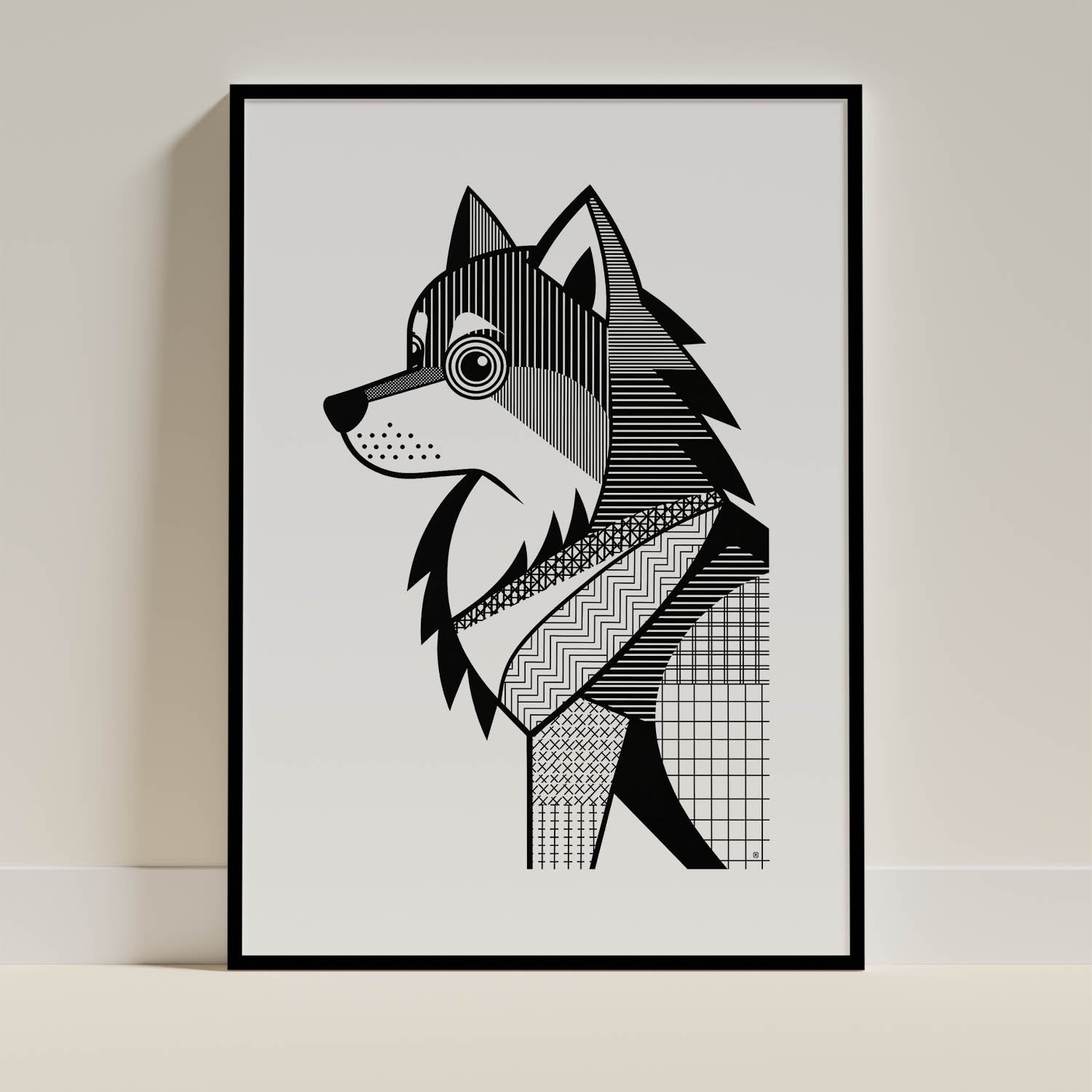 German Spitz Geometric Line Art mockup