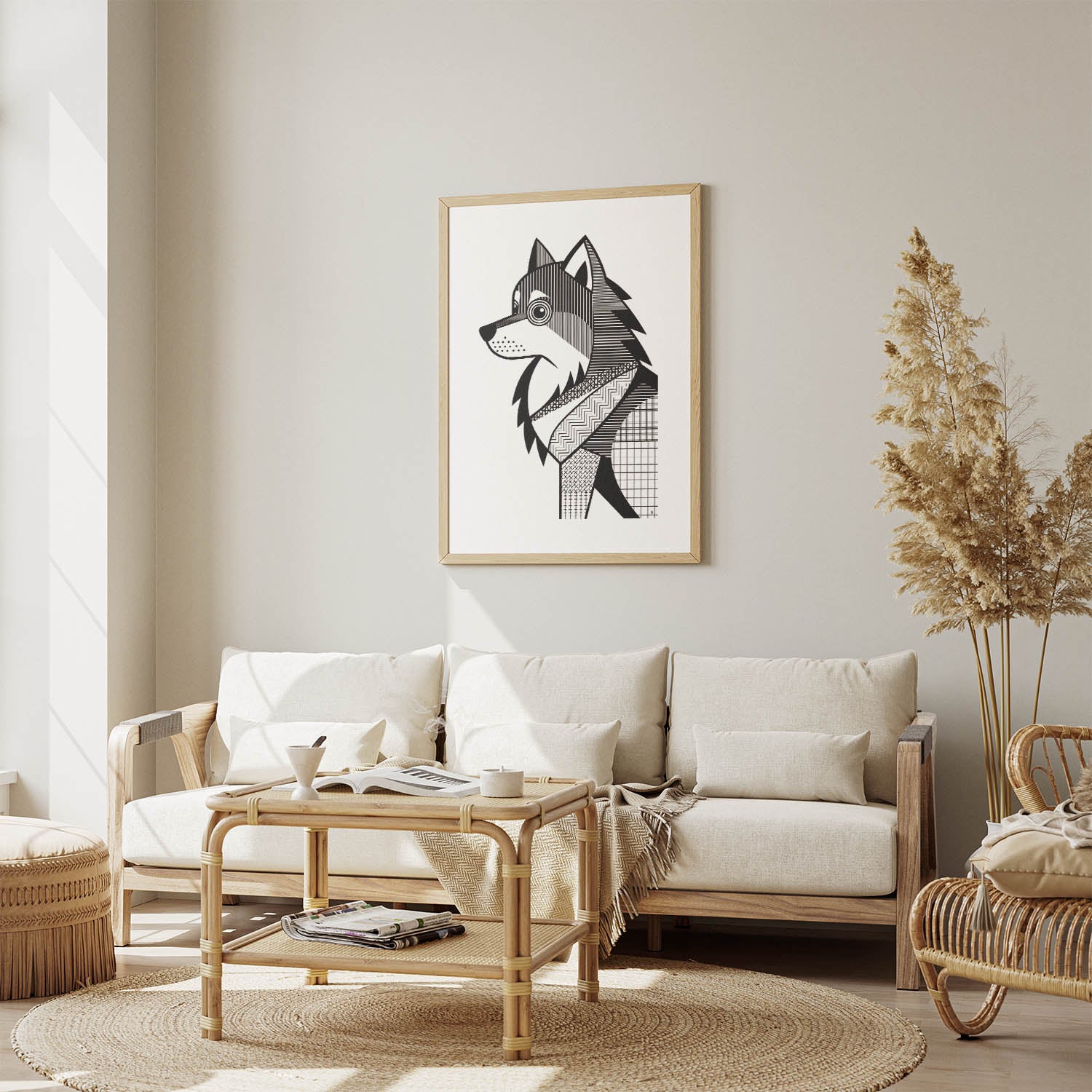 German Spitz Geometric Line Art mockup