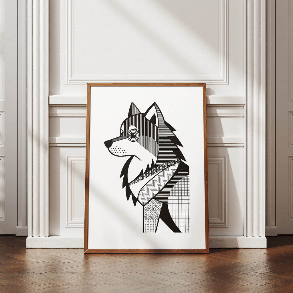 German Spitz Geometric Line Art mockup