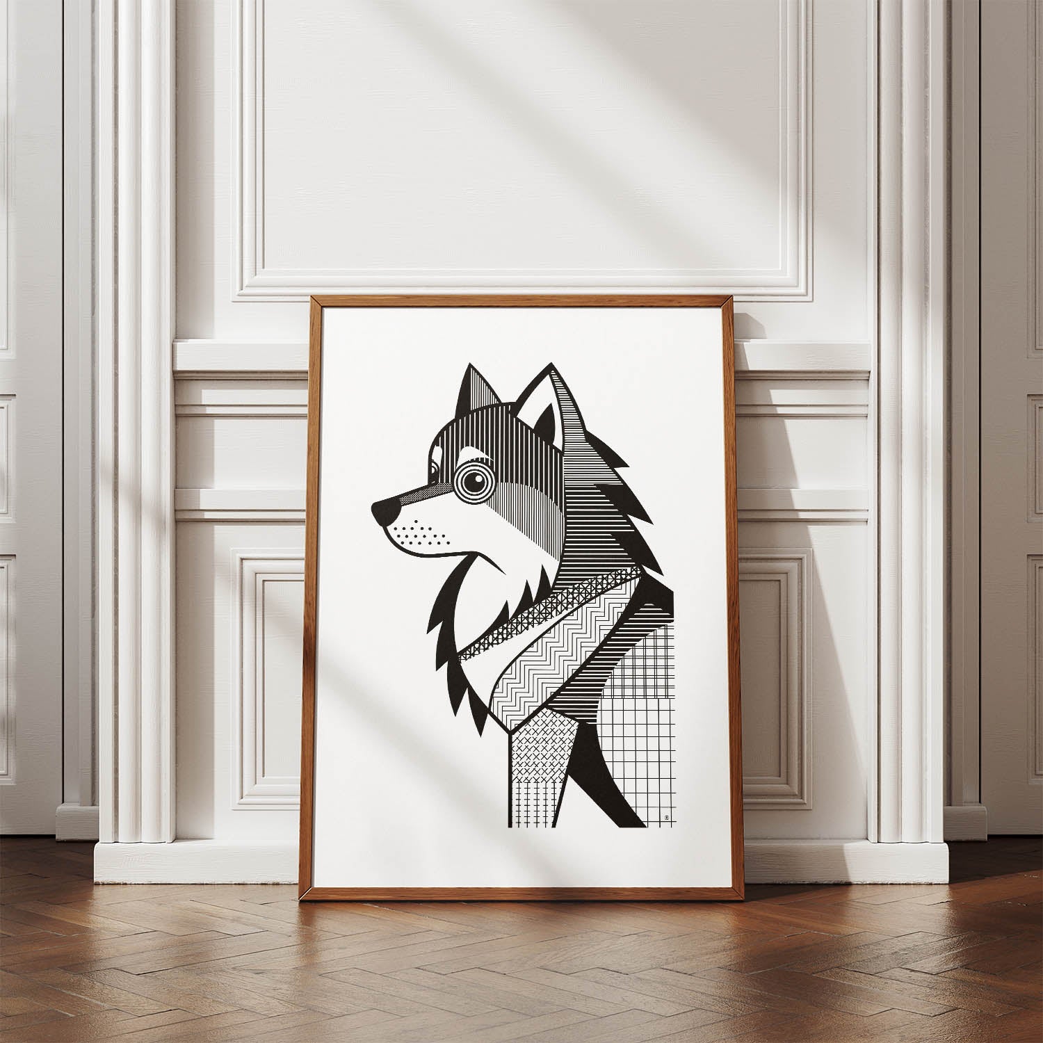 German Spitz Geometric Line Art mockup