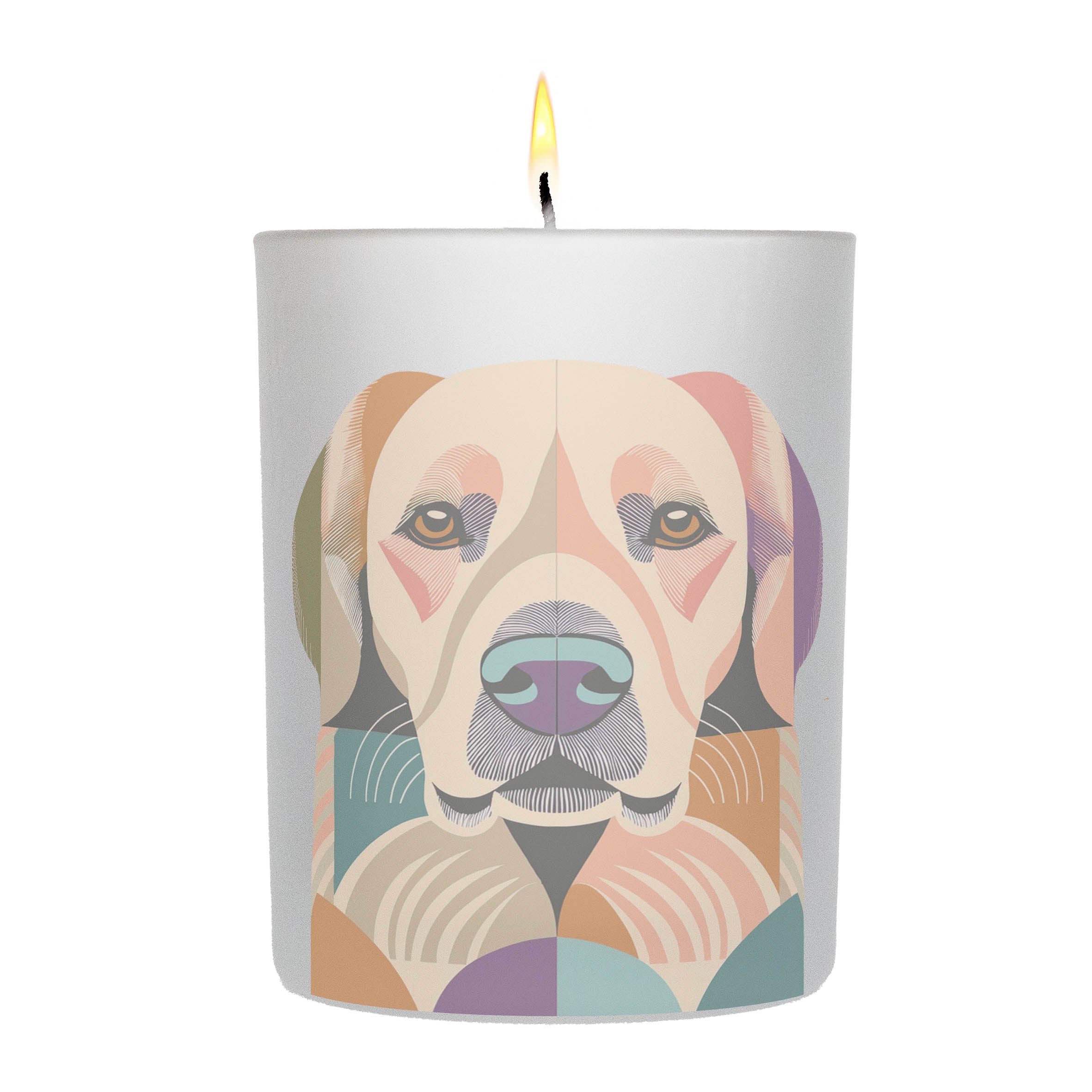 Golden Retriever Graphic Retro Chic Frosted Candle