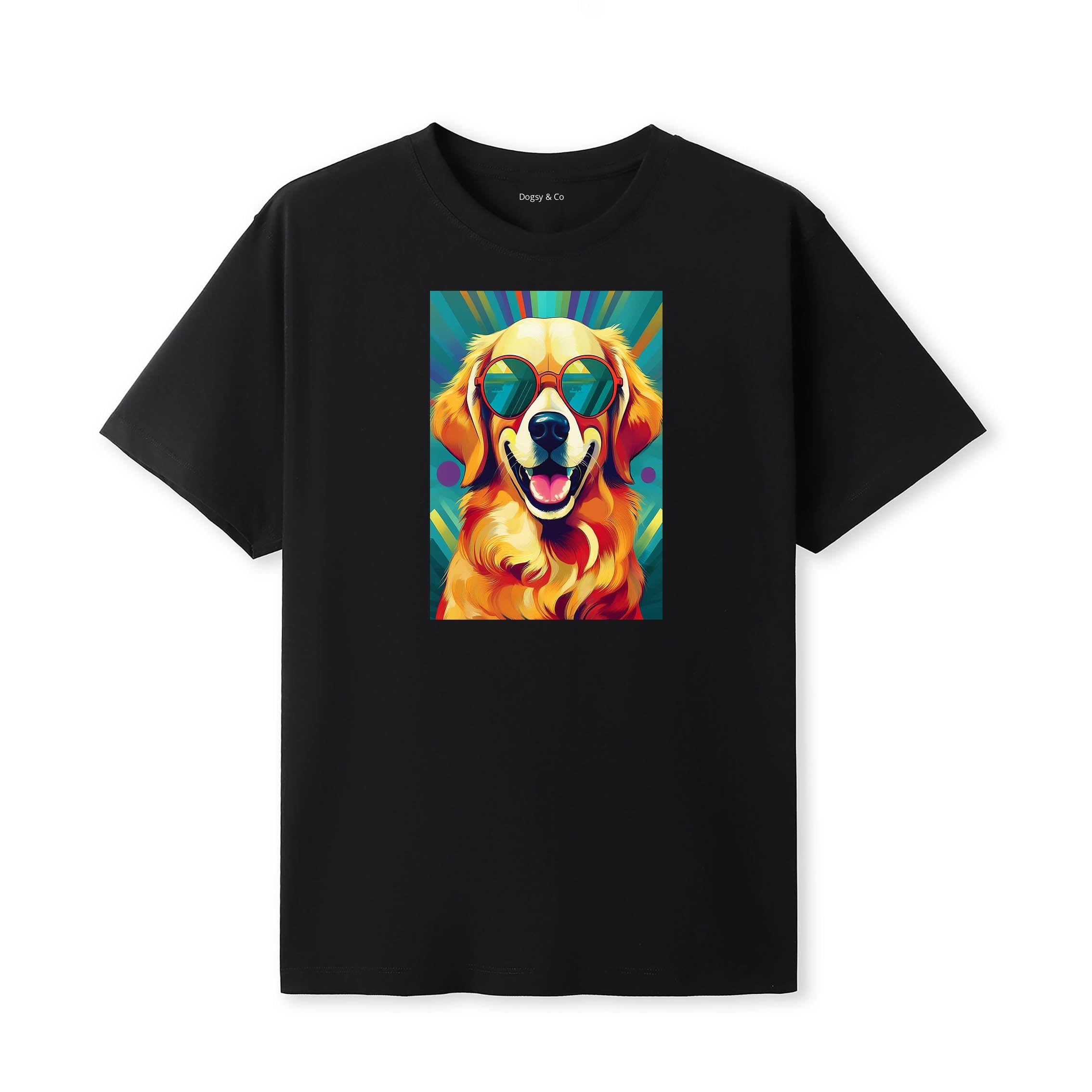 Golden Retriever Sunnies Dog T-Shirt V2 Black