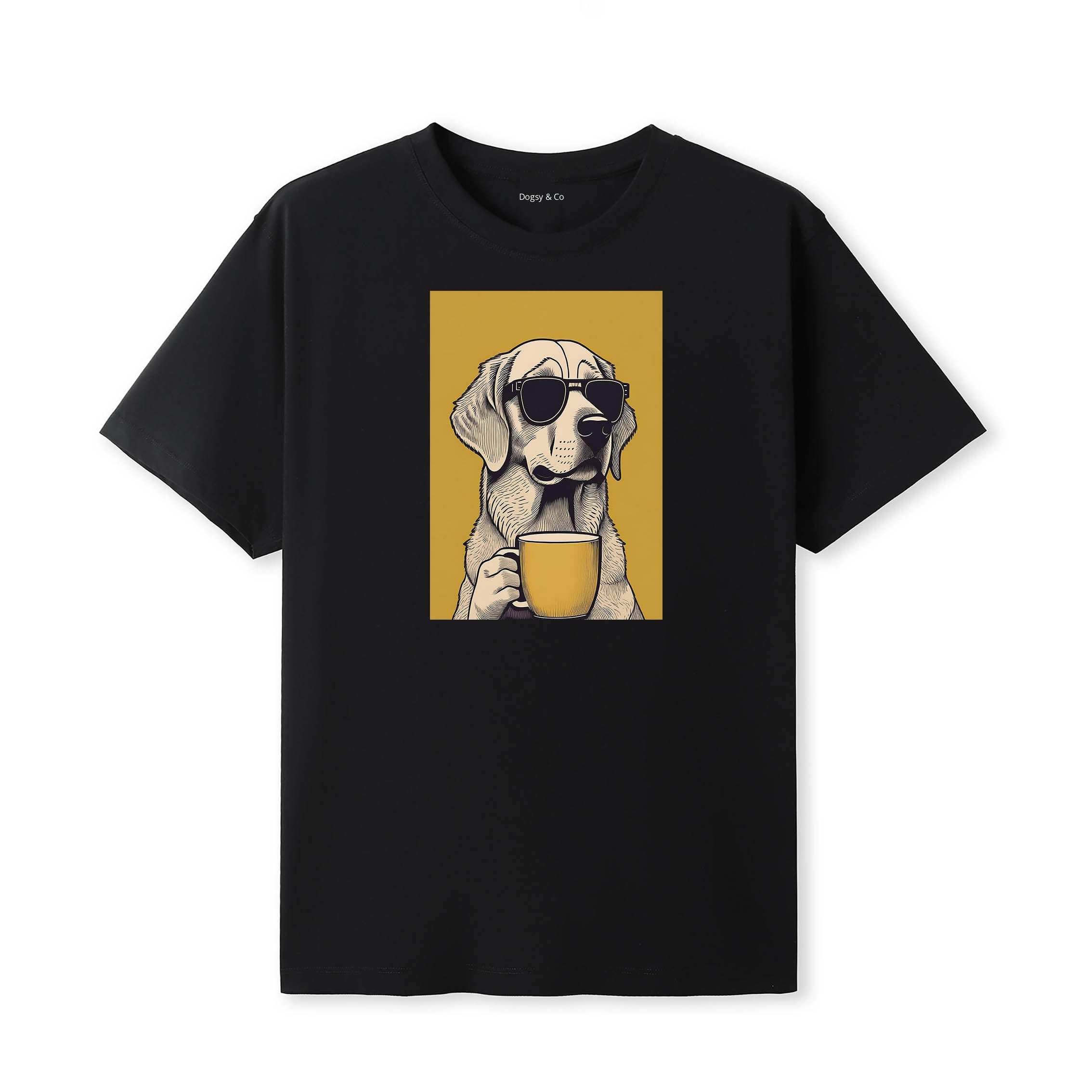 Golden Retriever Coffee Dog T-Shirt Black