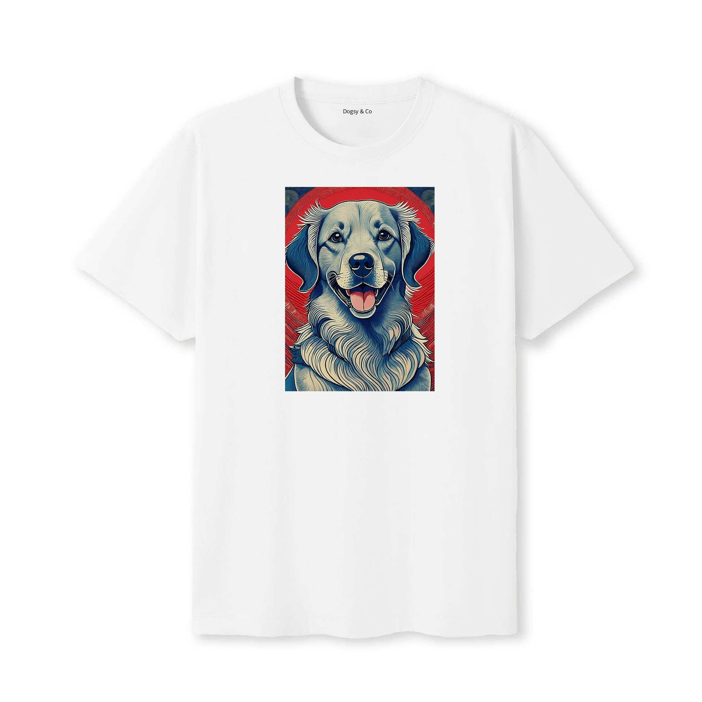 Golden Retriever Hokusai Dog Portrait T-Shirt White