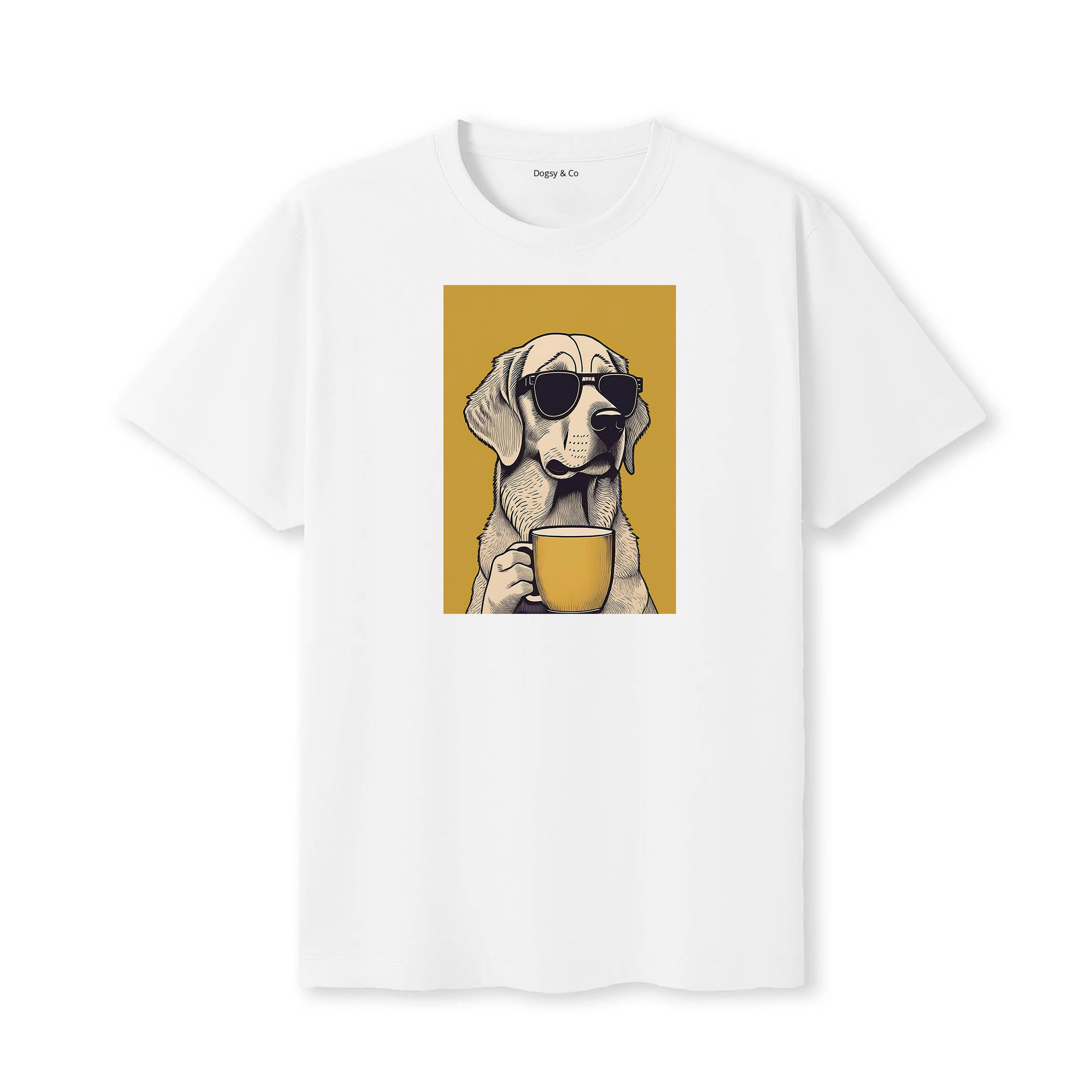 Golden Retriever Coffee Dog T-Shirt White