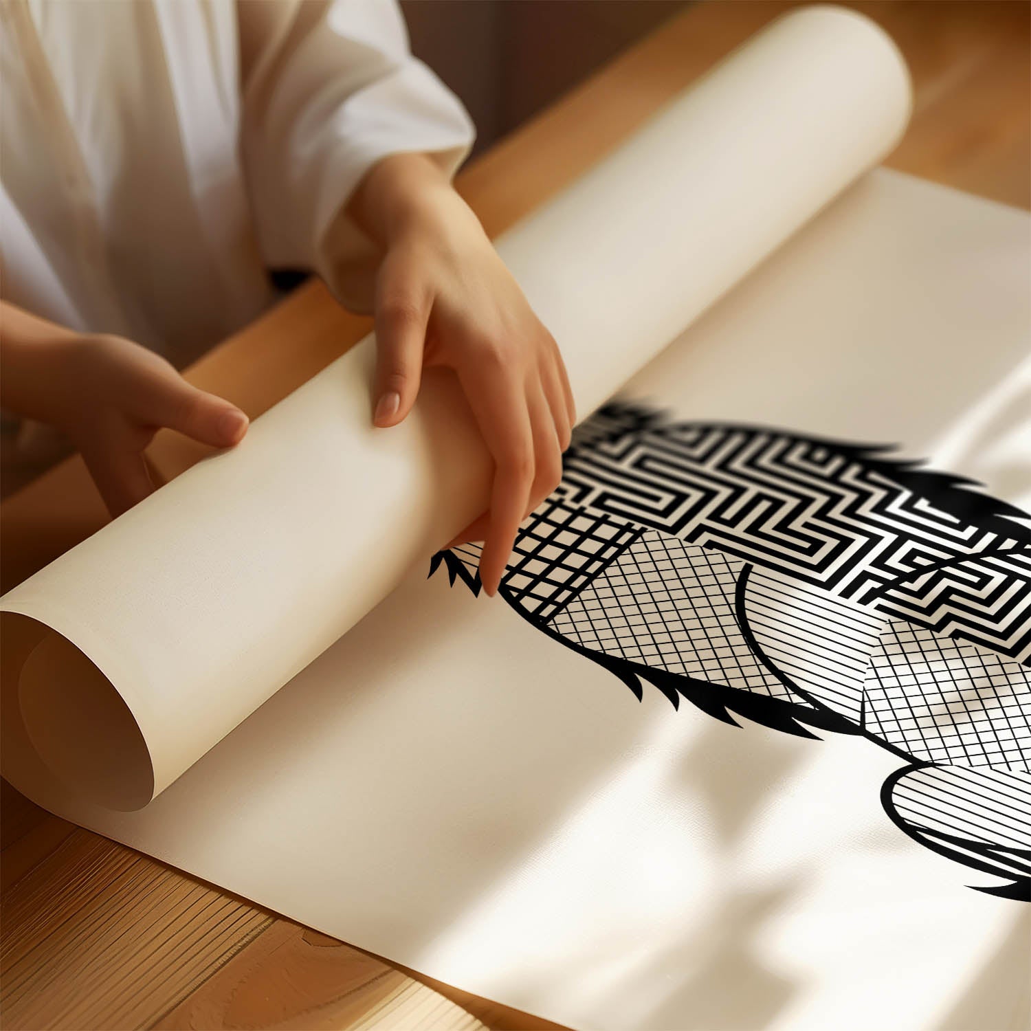 Golden Retriever Geometric Line Art mockup