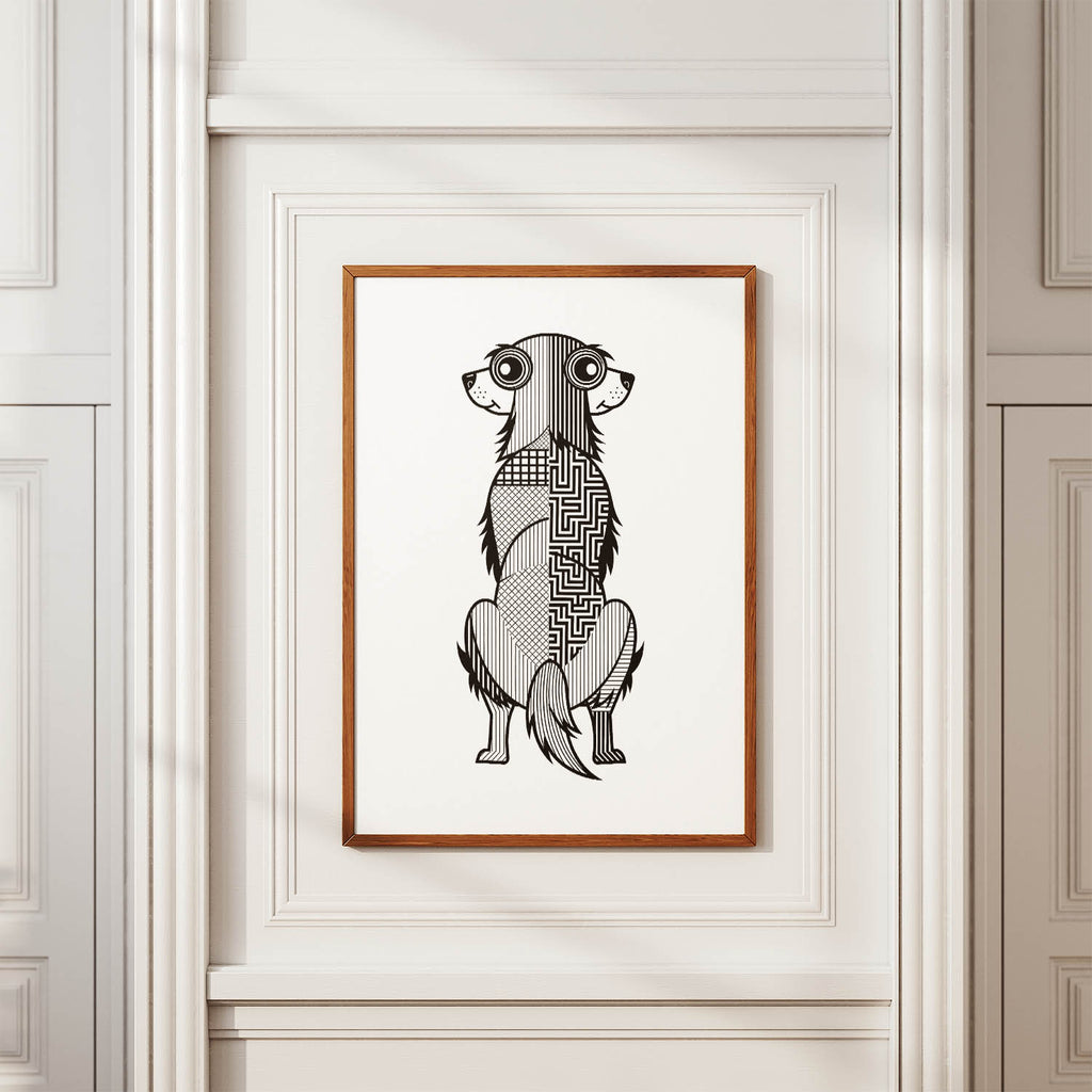 Golden Retriever Geometric Line Art mockup