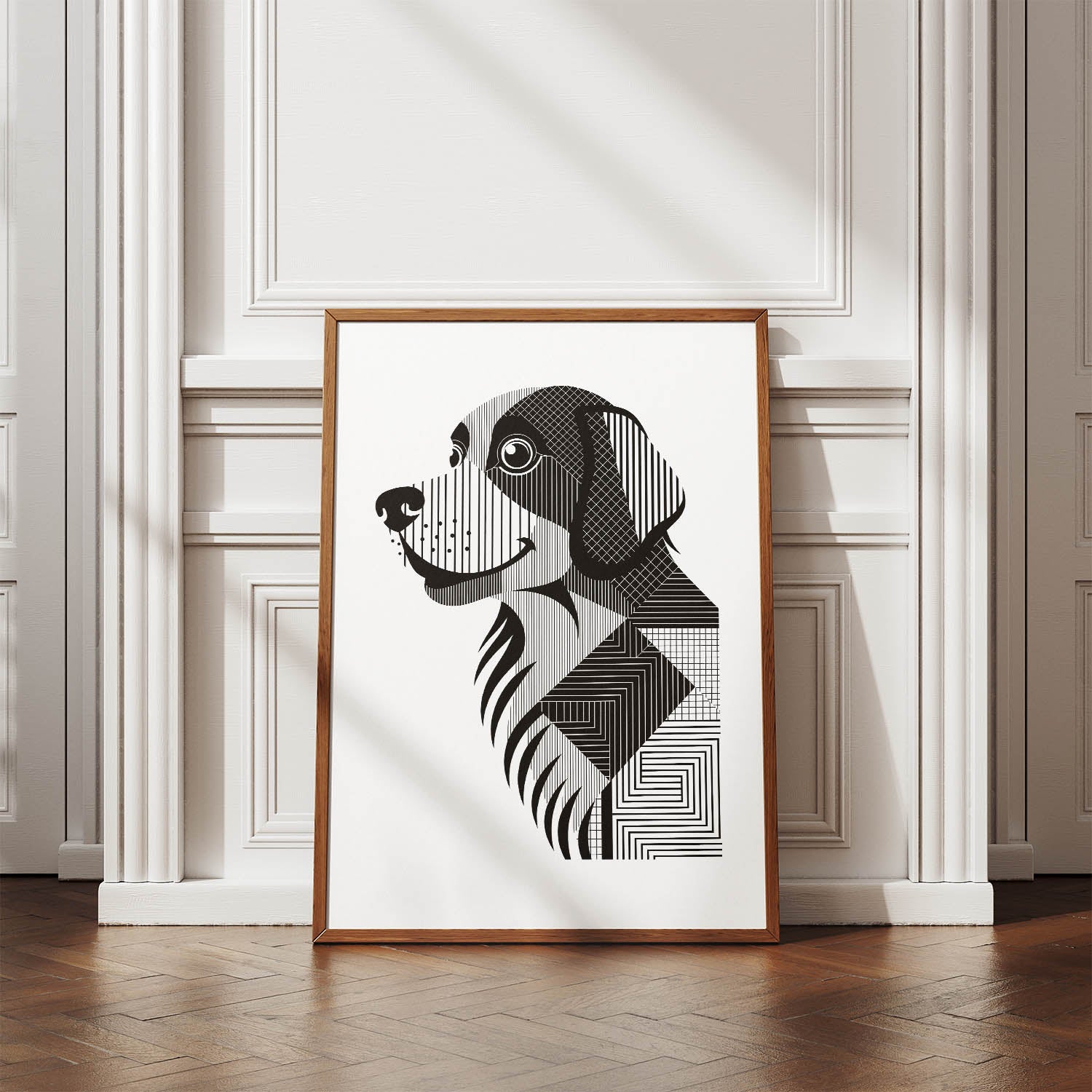 Golden Retriever Geometric Line Art mockup