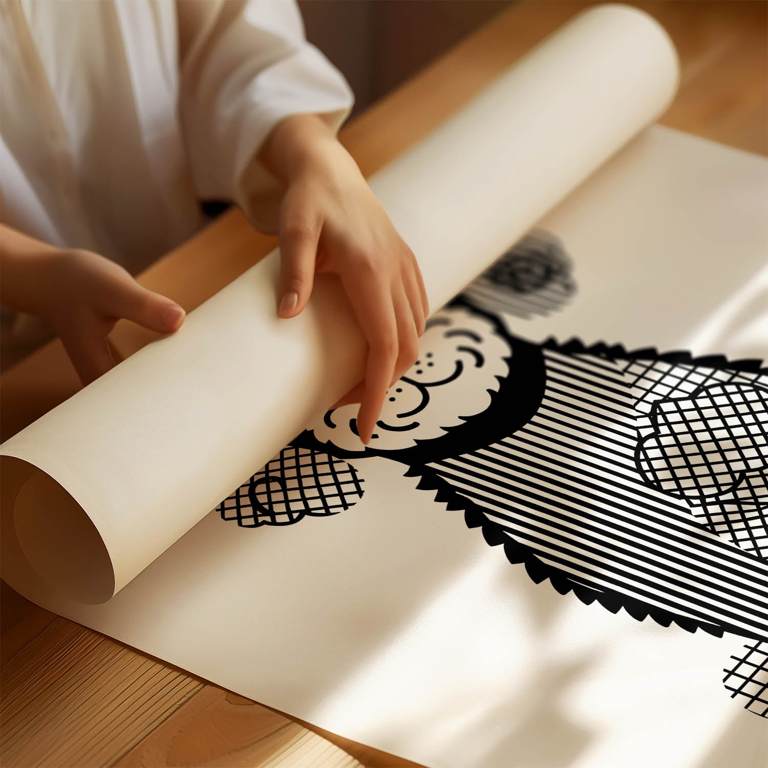 Goldendoodle Geometric Line Art Print - Framed Mockup