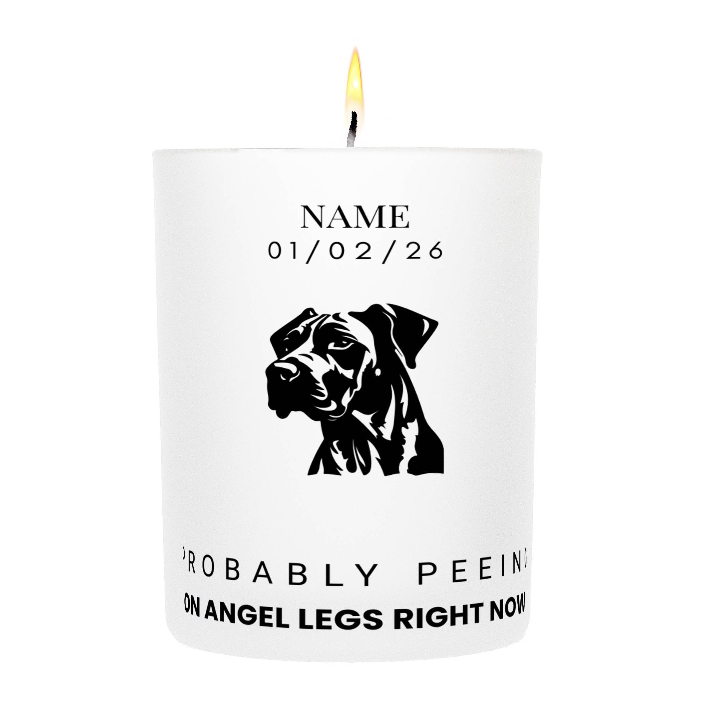Great Dane – Probably Peeing on Angel Legs Right Now Custom Candle