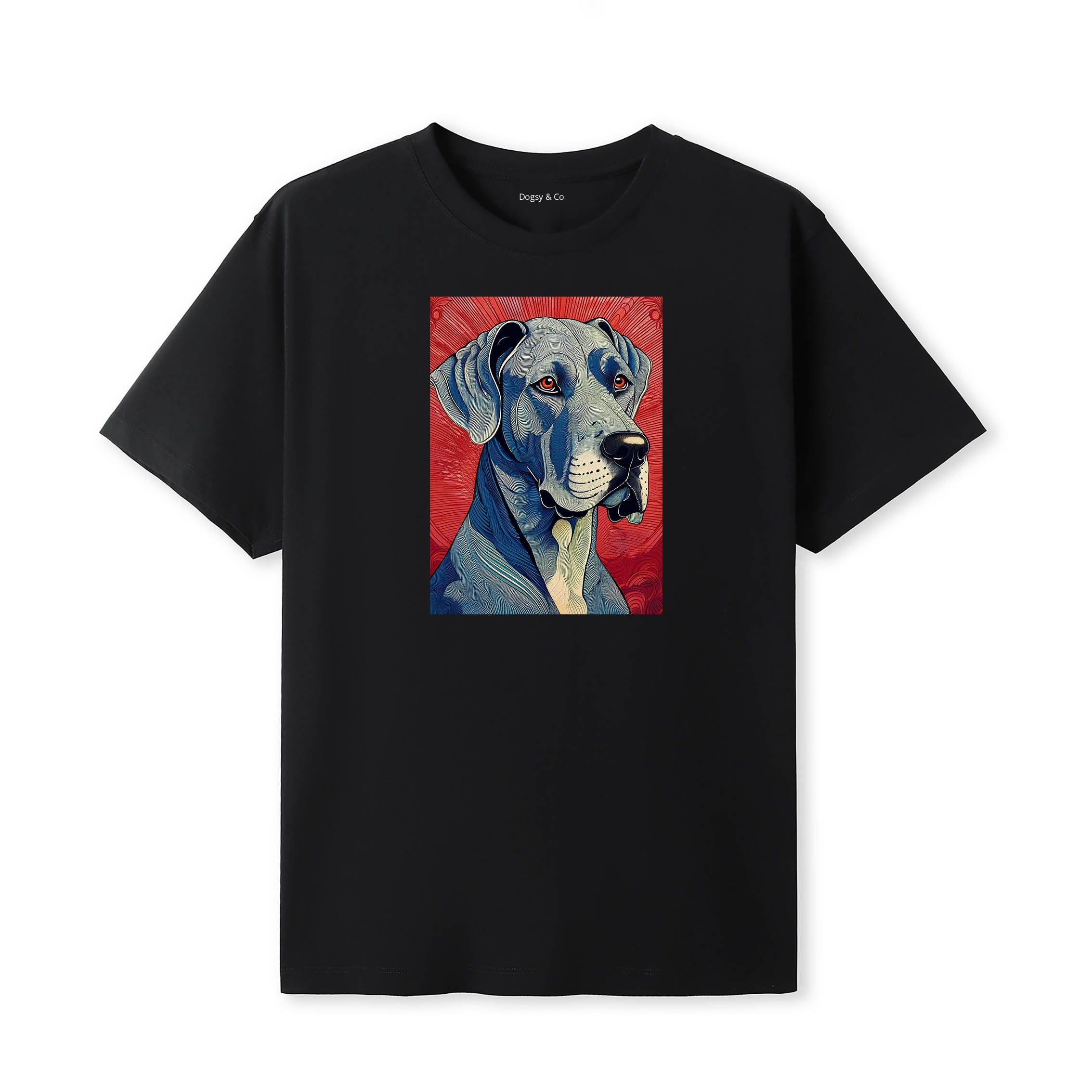 Great Dane Hokusai Dog Portrait T-Shirt Black