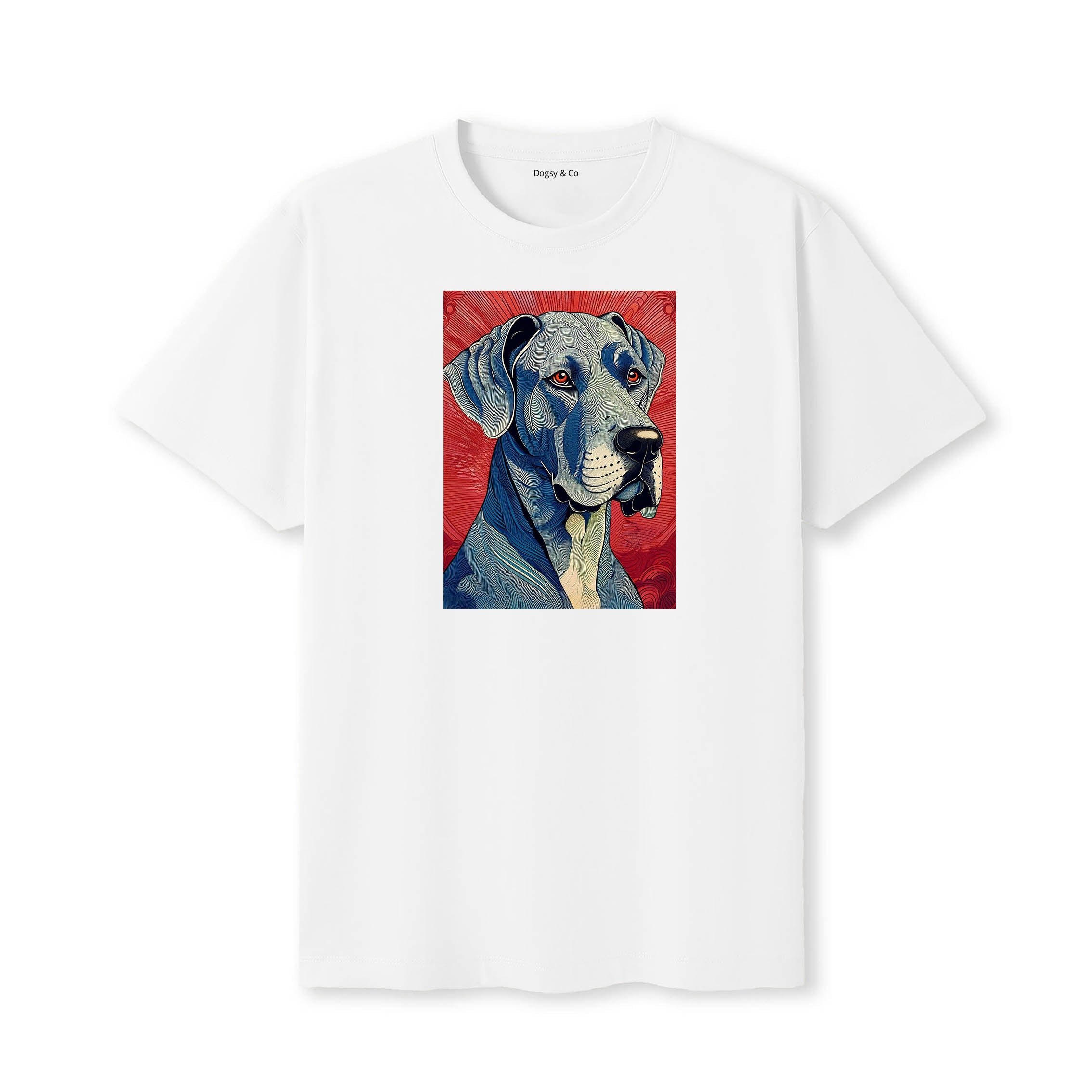 Great Dane Hokusai Dog Portrait T-Shirt White