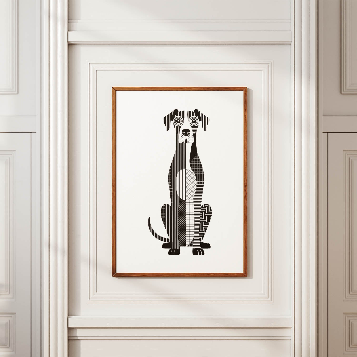 Great Dane Geometric Line Art Print - Framed Mockup