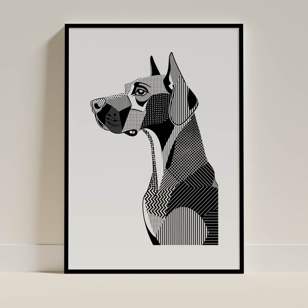 Great Dane Geometric Line Art mockup