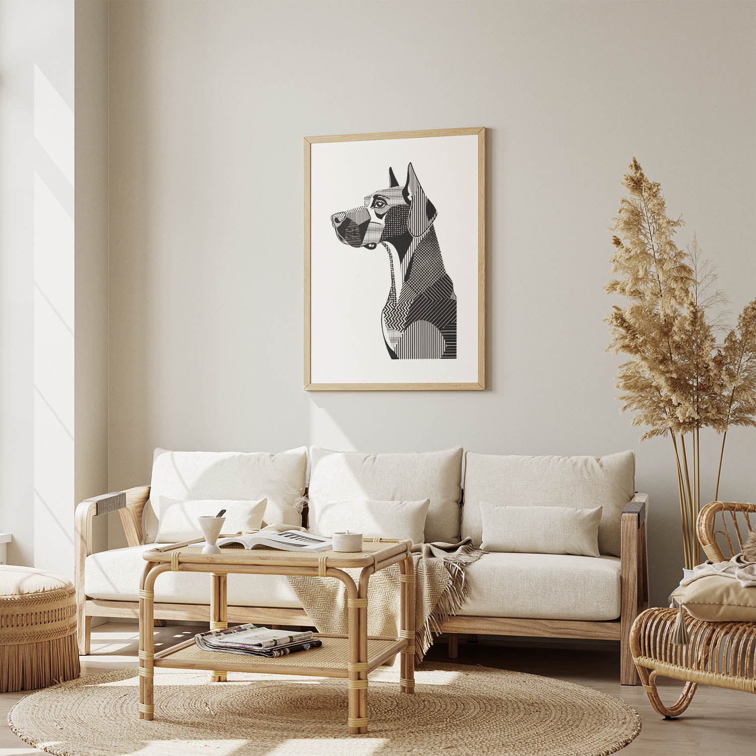 Great Dane Geometric Line Art mockup