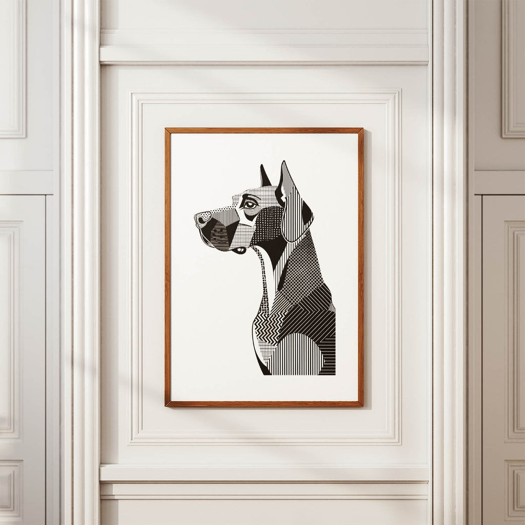 Great Dane Geometric Line Art mockup