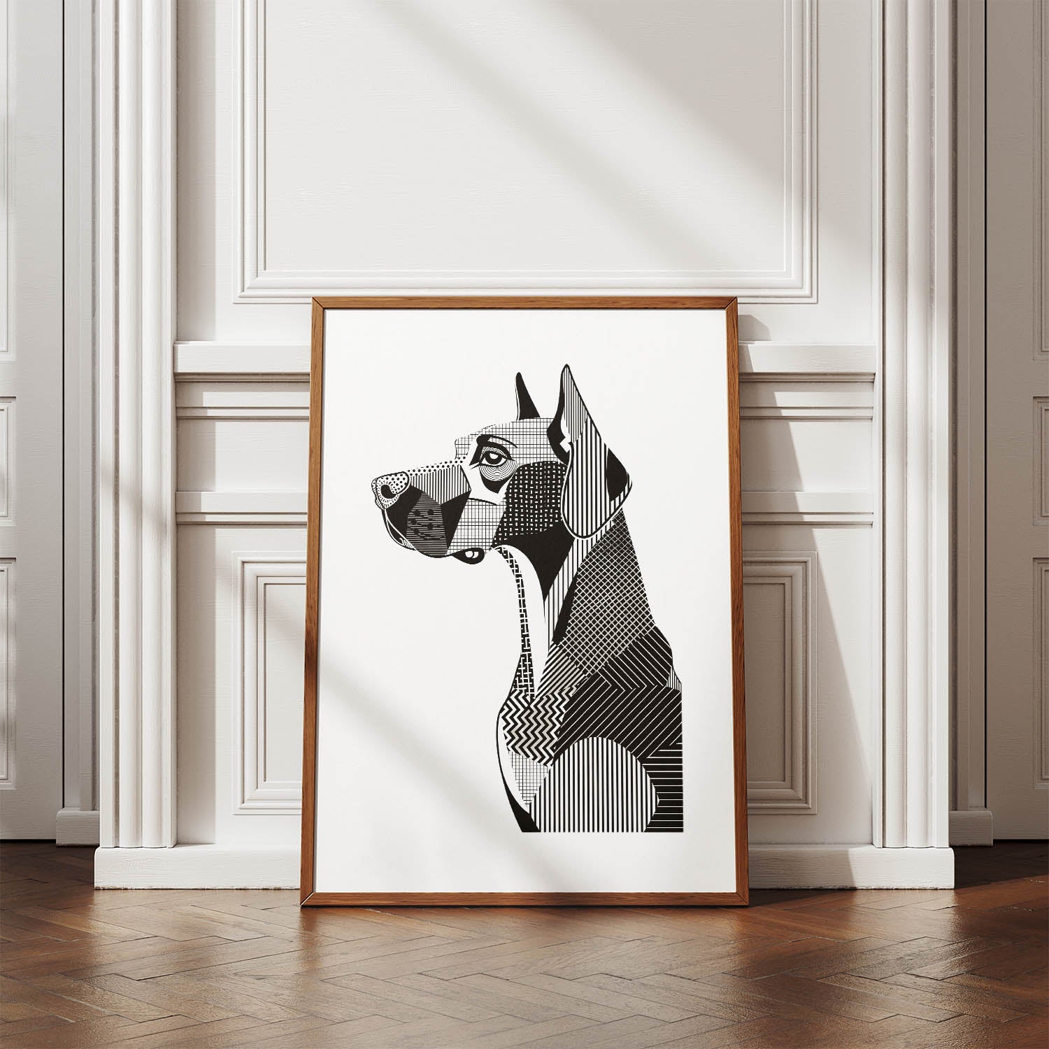 Great Dane Geometric Line Art mockup