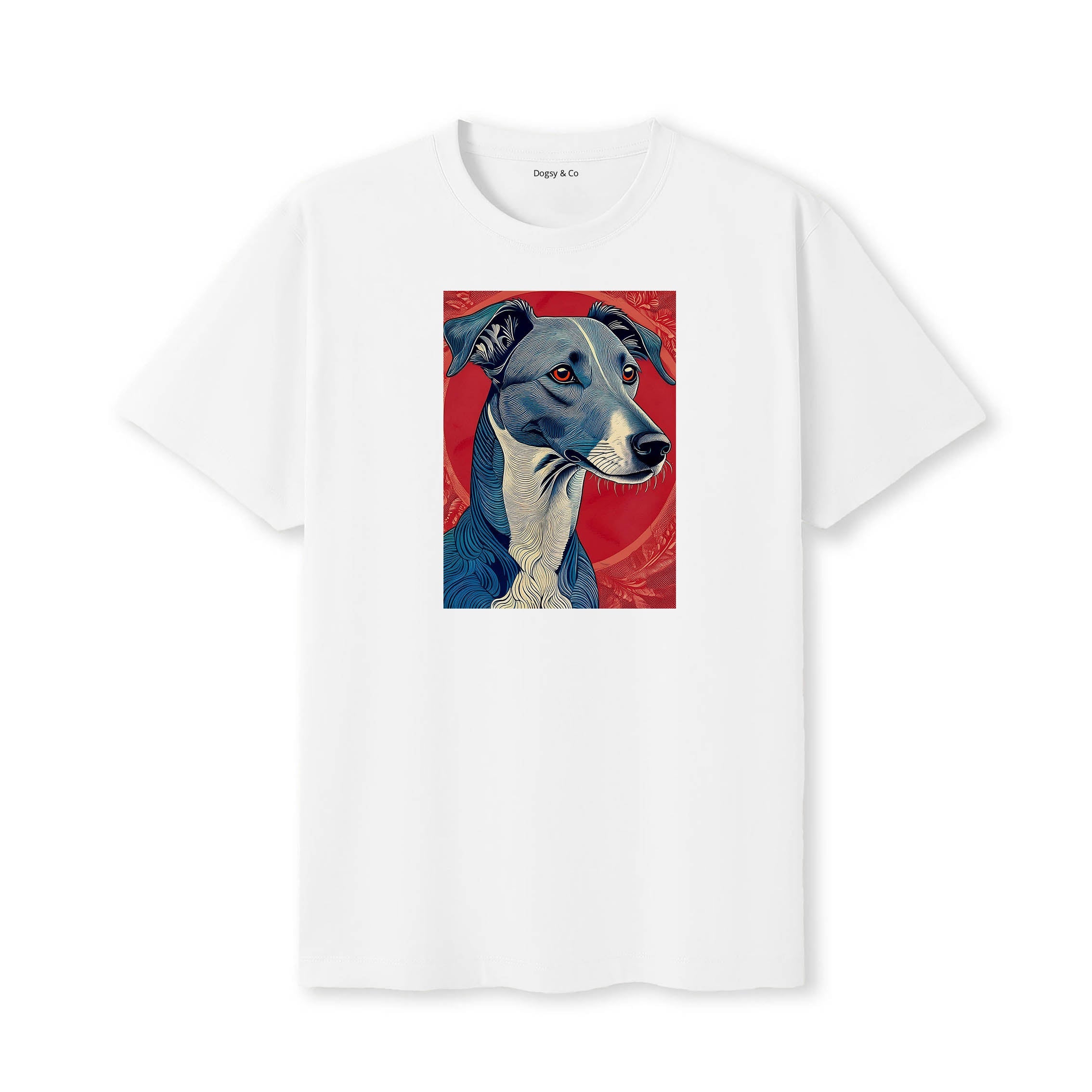 Greyhound Hokusai Dog Portrait T-Shirt V1 White