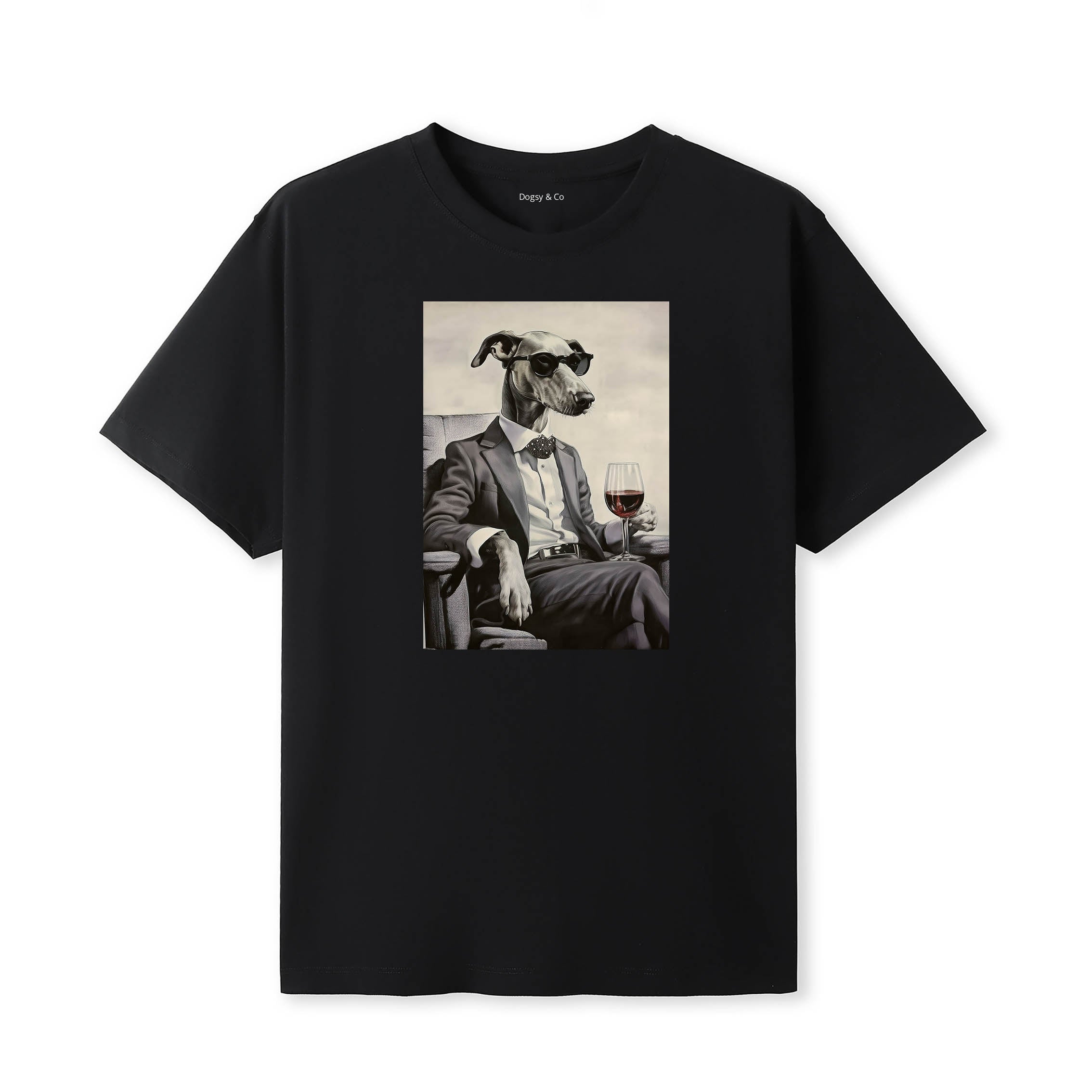 Greyhound distinguished gentleman dog t-shirt - black