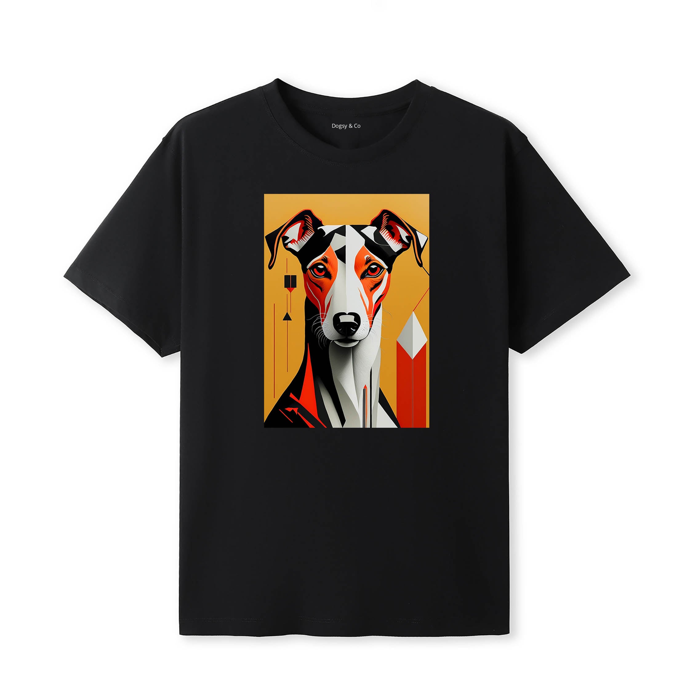 Greyhound Retro Geo Orange Dog T-Shirt | Dogsy & Co