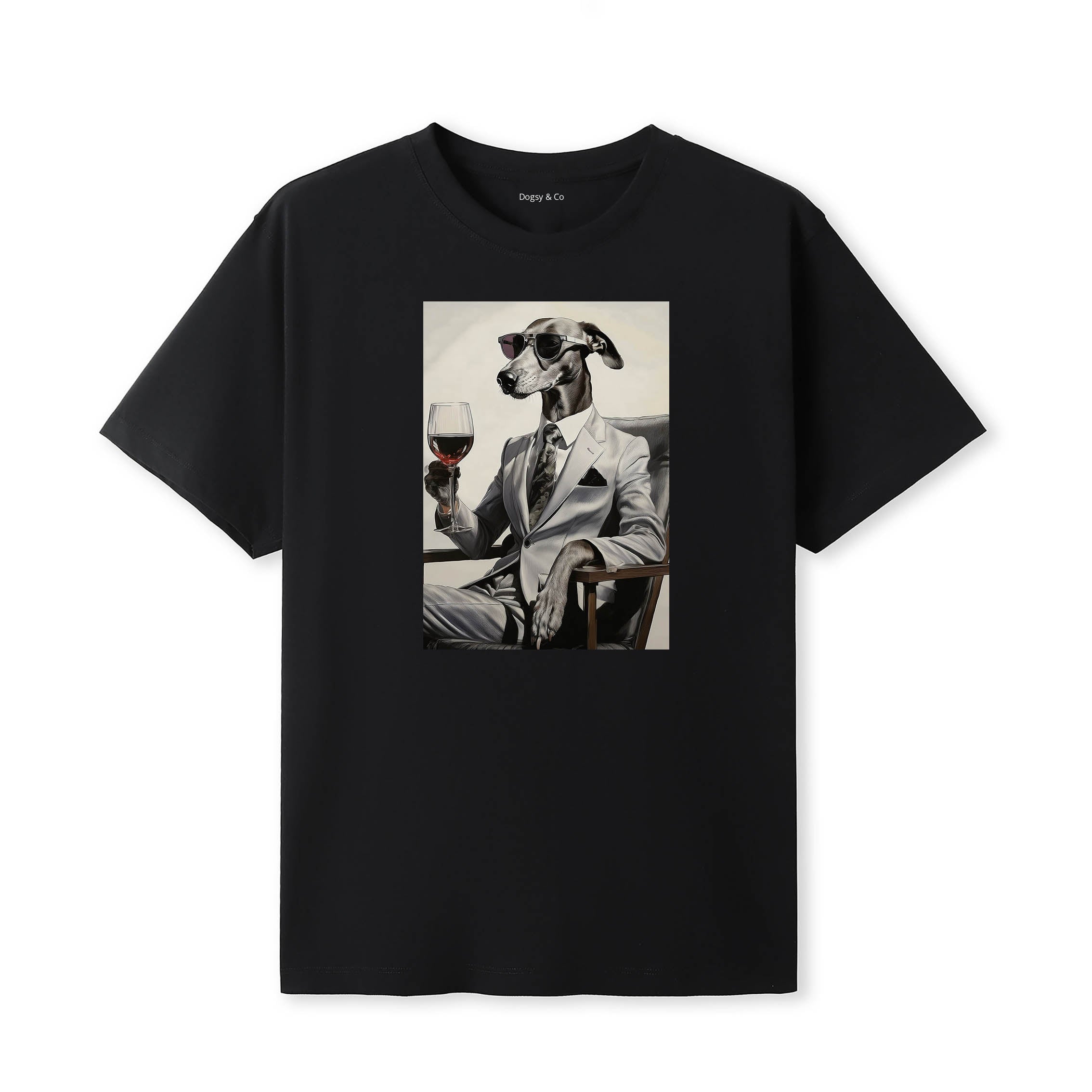 Greyhound distinguished gentleman dog t-shirt - black