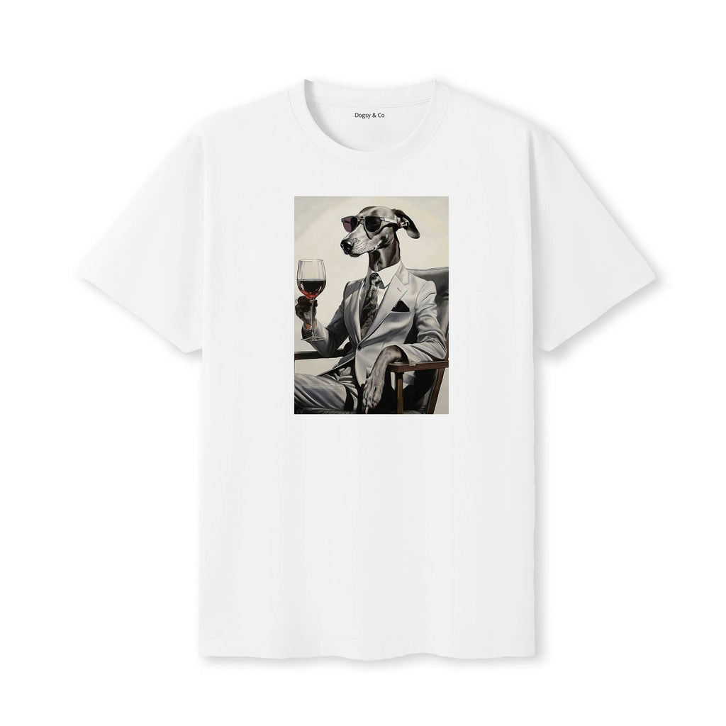 Greyhound distinguished gentleman dog t-shirt - white
