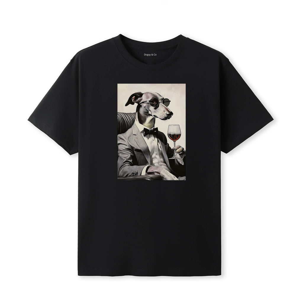 Greyhound distinguished gentleman dog t-shirt - black
