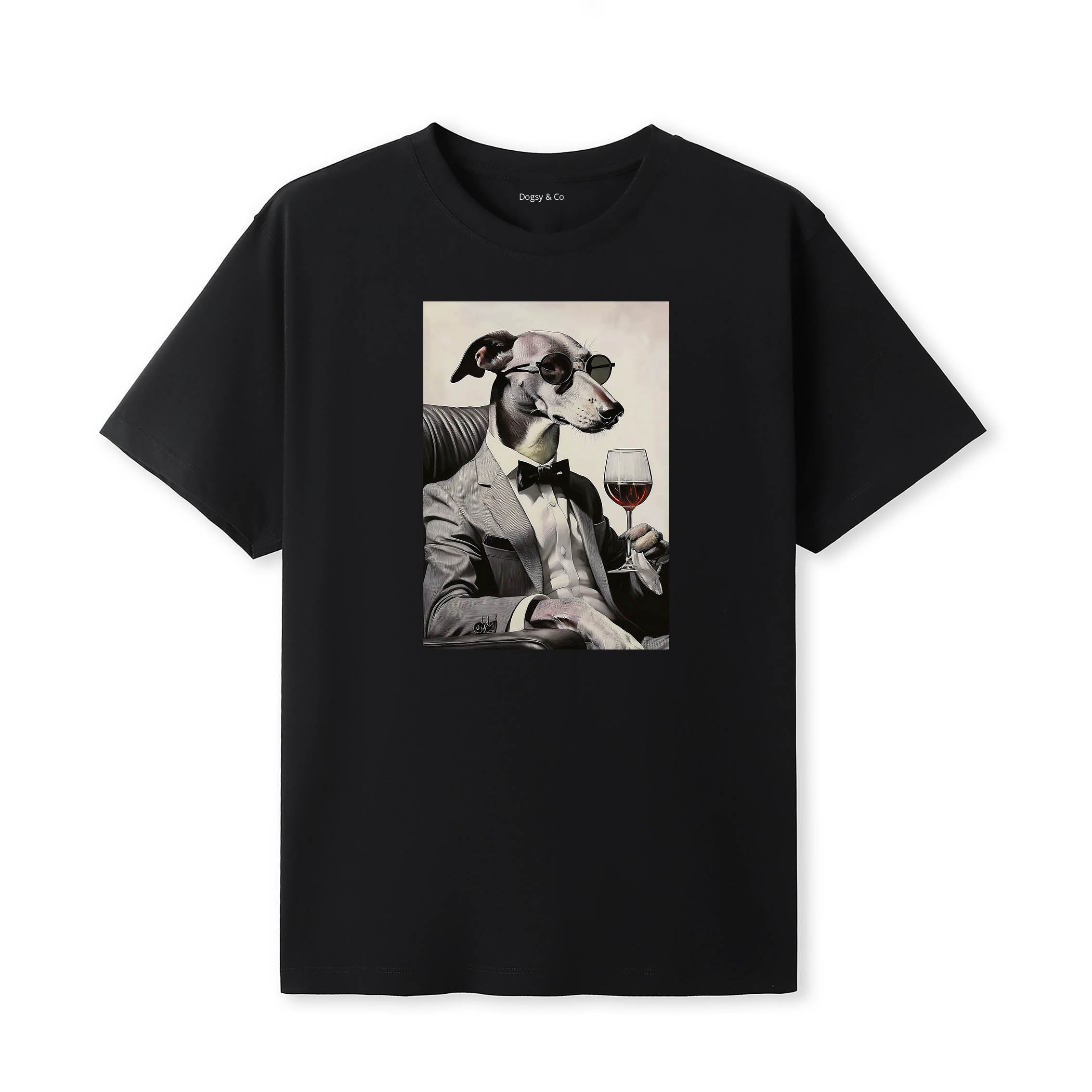 Greyhound distinguished gentleman dog t-shirt - black