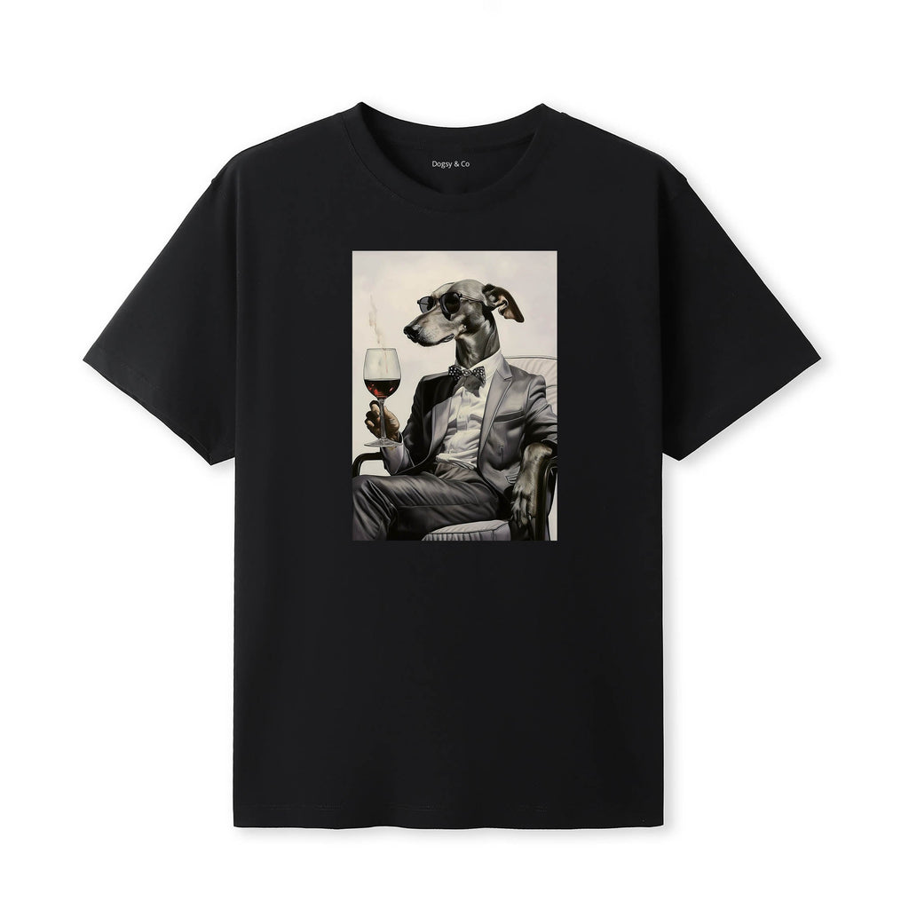 Greyhound distinguished gentleman dog t-shirt - black