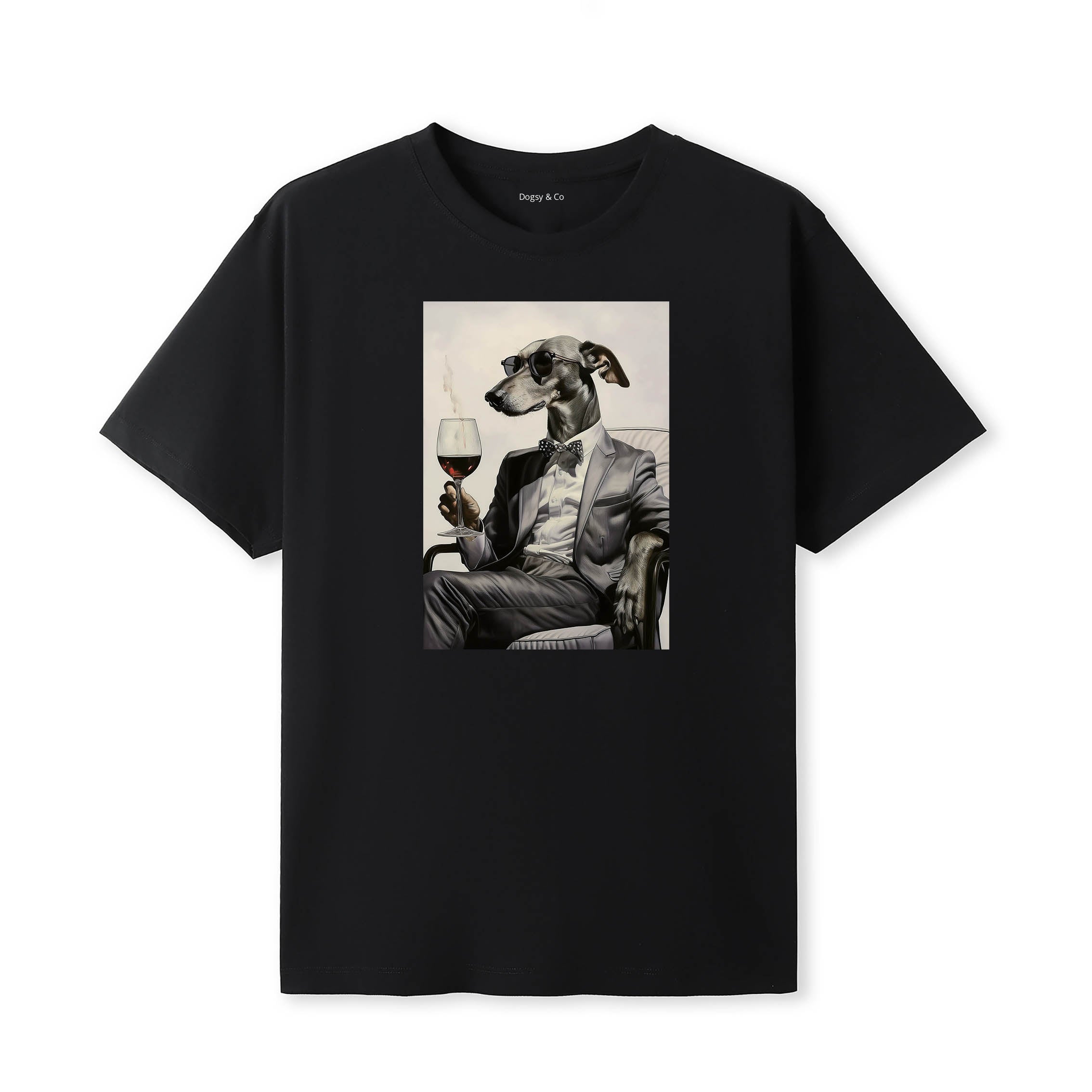 Greyhound distinguished gentleman dog t-shirt - black